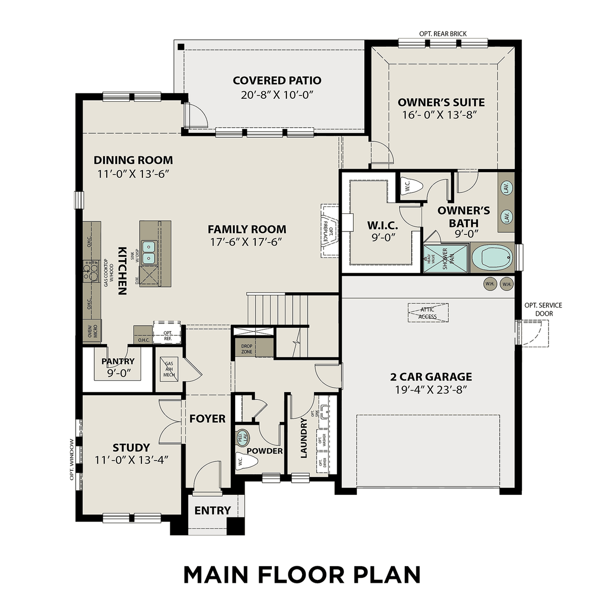 1 - The Philip A floor plan layout for 1723 Tioga View Drive in Davidson Homes' Sierra Vista community.