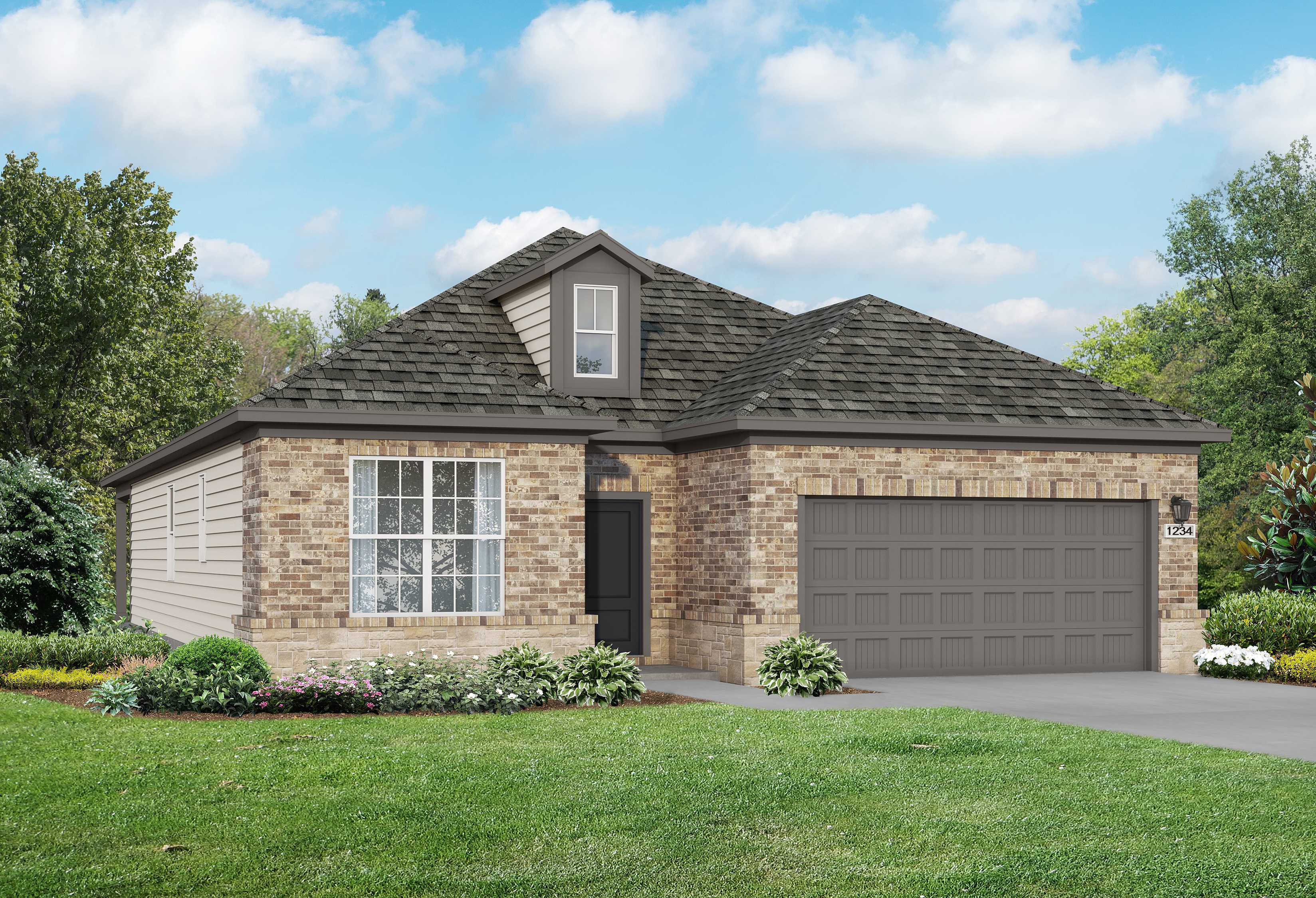 Exterior view of Davidson Homes' The Everett C, 3-Car Garage Floor Plan