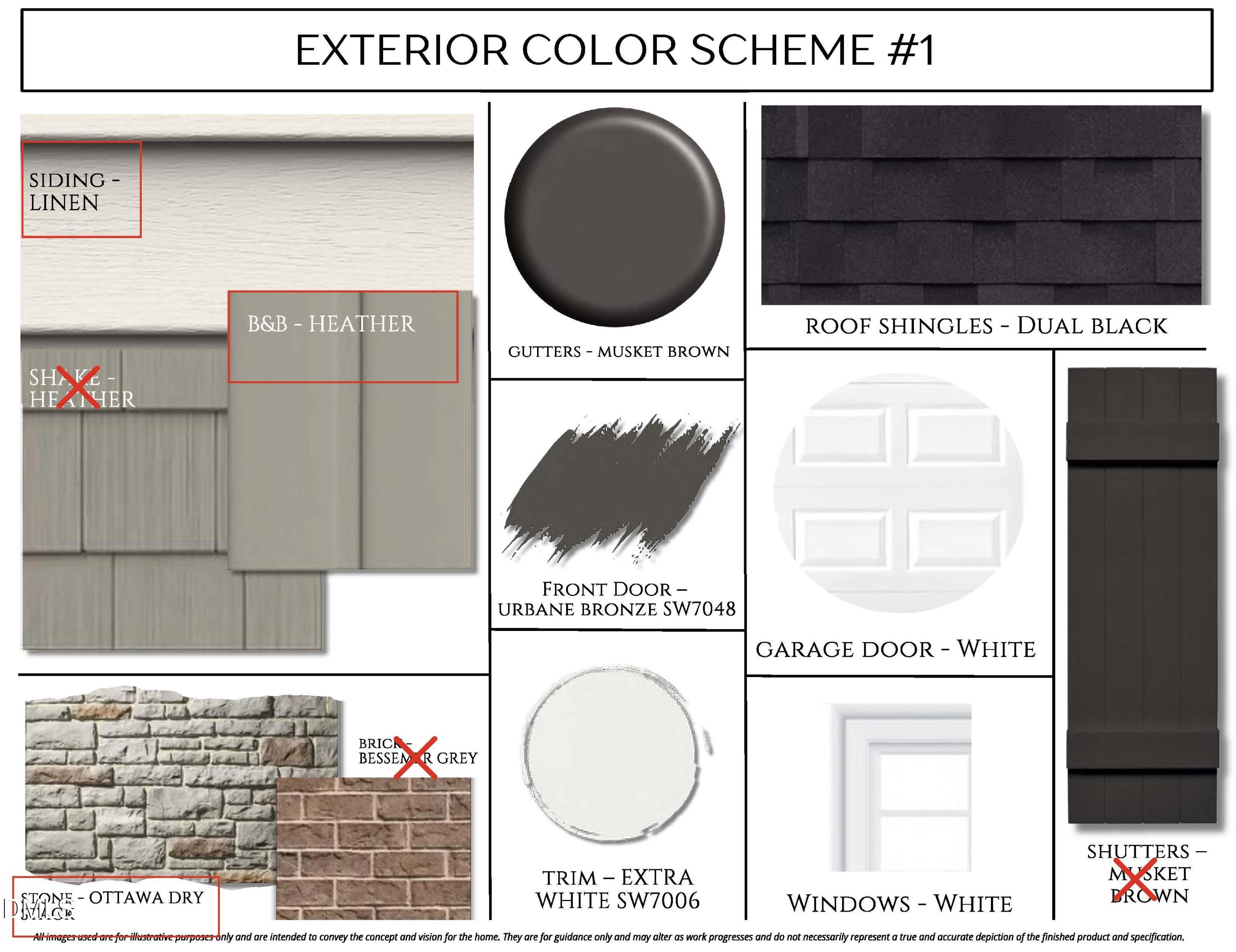 Exterior color scheme #1 for The Cypress B II: B63 Heather siding, Extra White trim, Dual Black roof, Urban Bronze door in Davidson Homes, Angier, NC