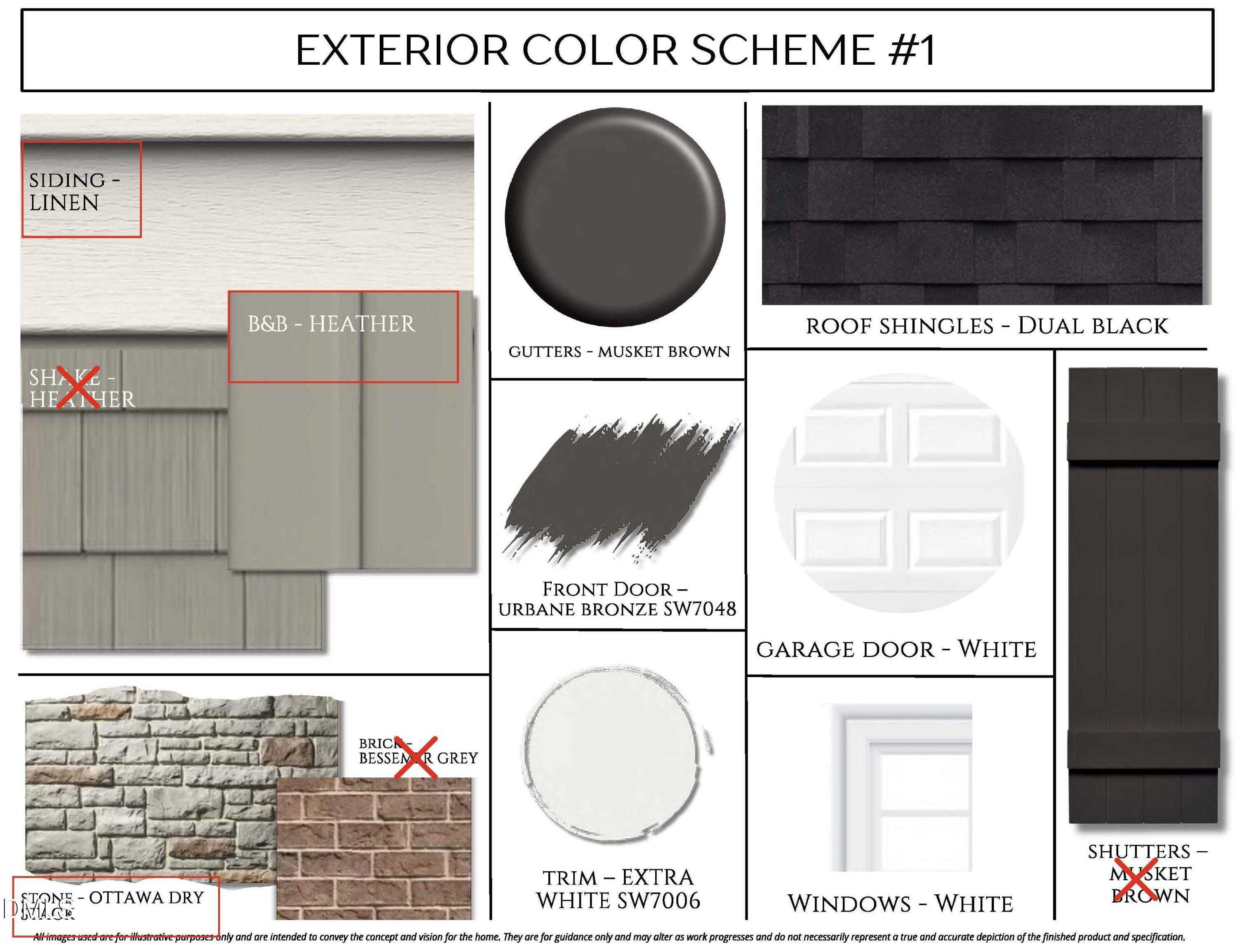 Exterior color scheme #1 for The Cypress B II: B63 Heather siding, Extra White trim, Dual Black roof, Urban Bronze door in Davidson Homes, Angier, NC