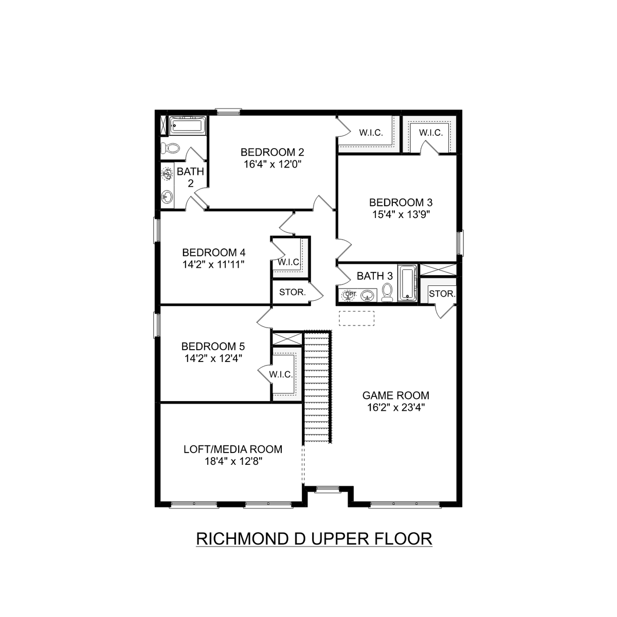 2 - The Richmond D buildable floor plan layout in Davidson Homes' Wood Trail community.