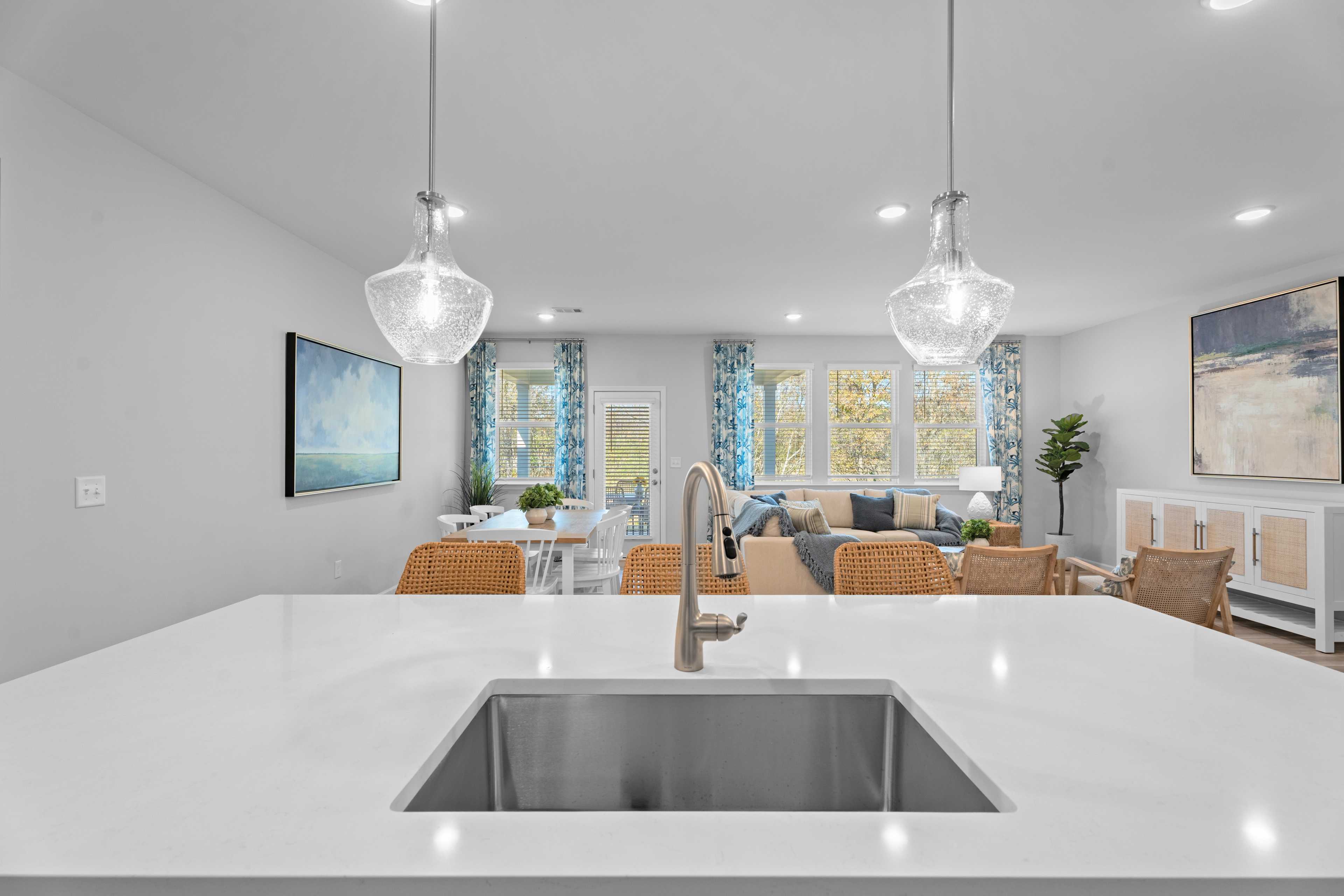 Open concept kitchen, living, and dining rooms