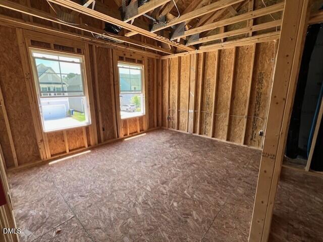 Framing of a bedroom in The Gavin A floor plan at Gregory Village in Lillington, North Carolina by Davidson Homes.