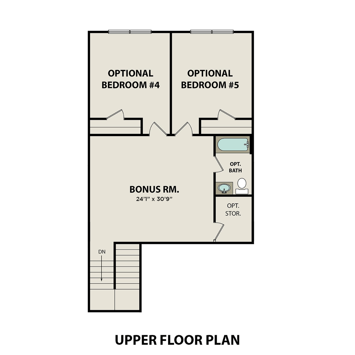 2 - The Finleigh with Bonus buildable floor plan layout in Davidson Homes' Creekside community.