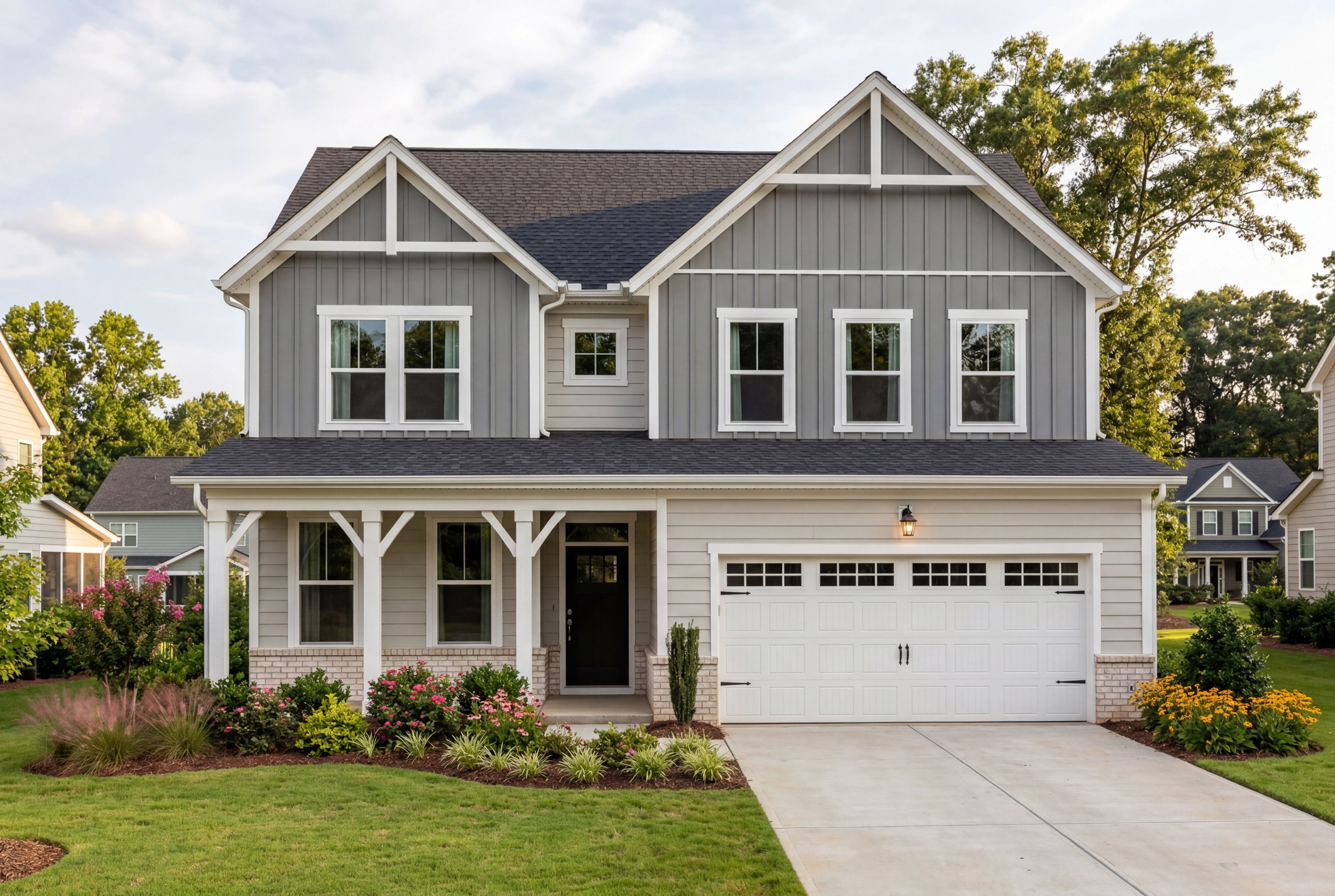 Two-story home exterior by Davidson Homes at Retreat at North Main in Lillington, NC, featuring a covered front porch.