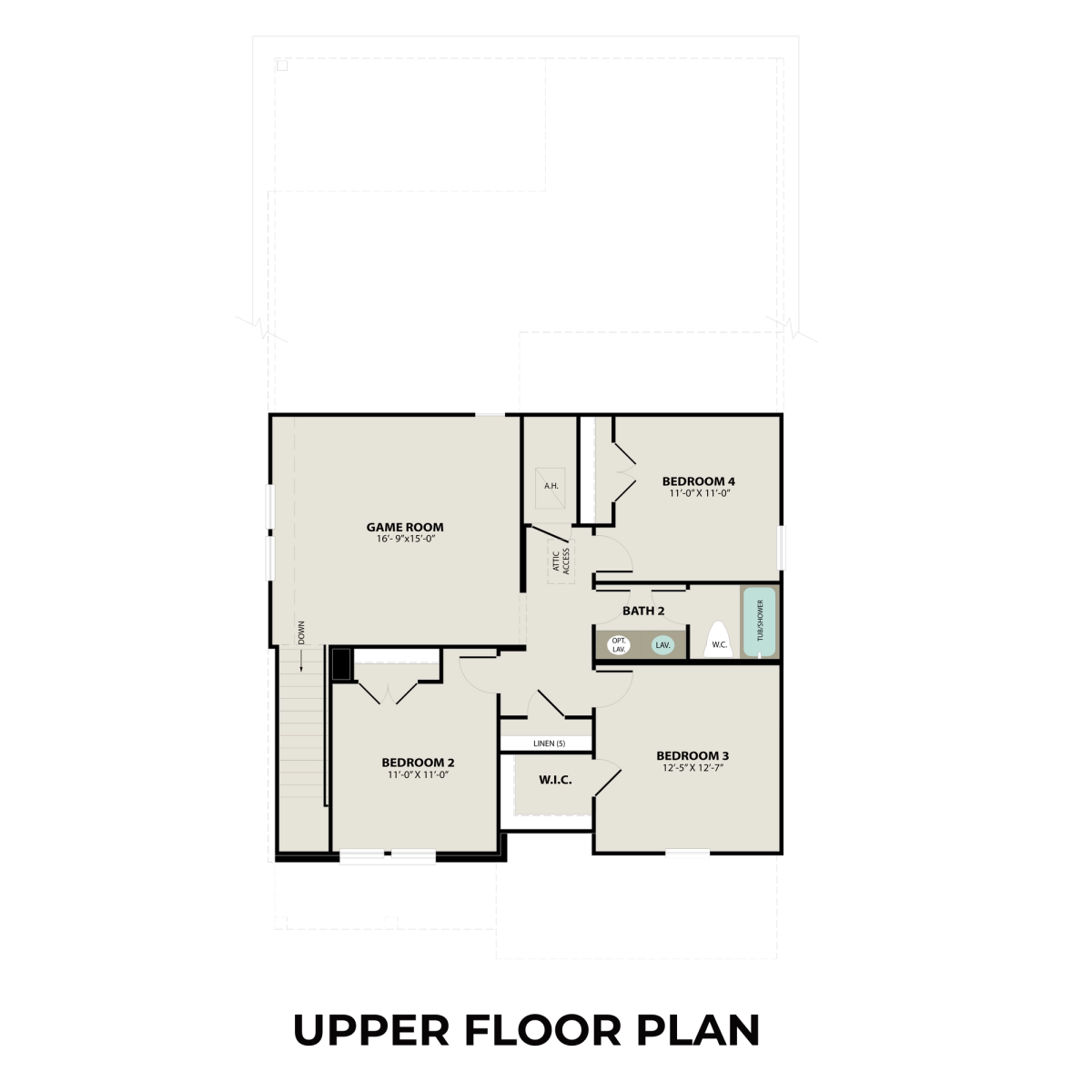 2 - The Tierra C floor plan layout for 2500 Bolinas Bluff Drive in Davidson Homes' Sunterra community.