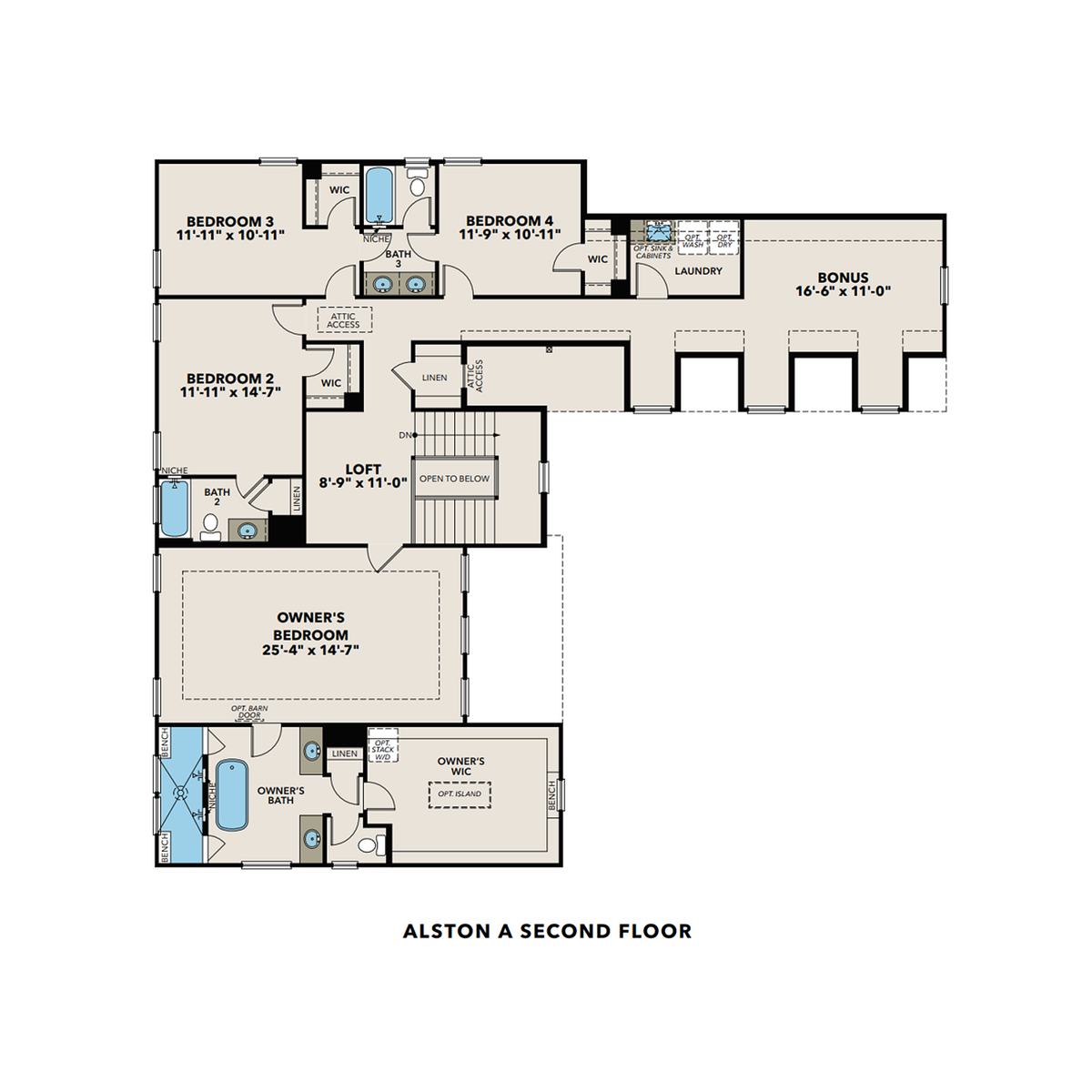 2 - The Alston A buildable floor plan layout in Davidson Homes' Tanglewood community.