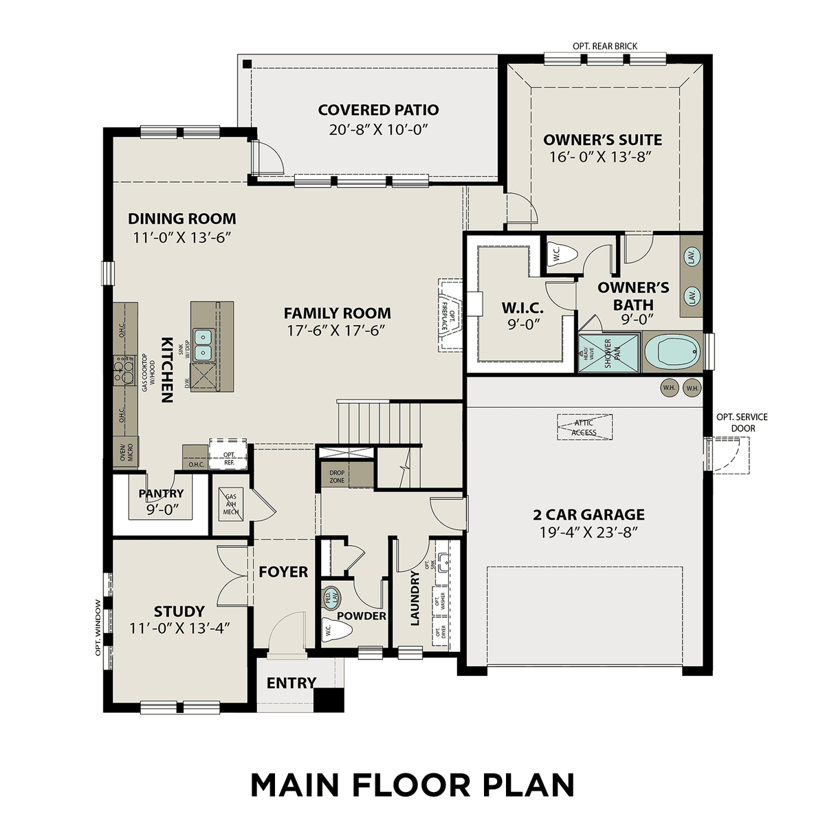 1 - The Philip B floor plan layout for 1806 Homewood Point Lane in Davidson Homes' Sierra Vista community.