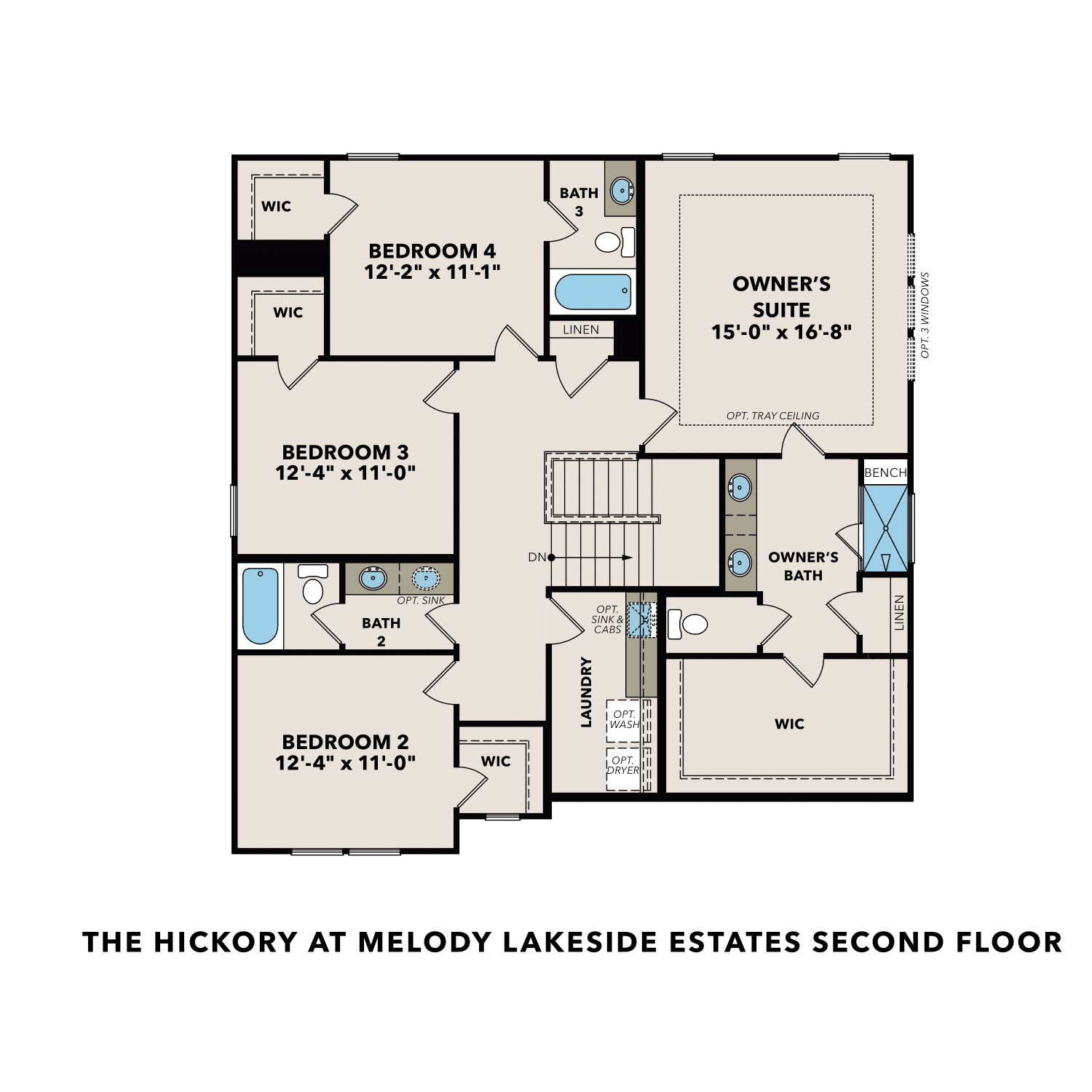 2 - The Hickory D buildable floor plan layout in Davidson Homes Homes' Melody Lakeside Estates community.
