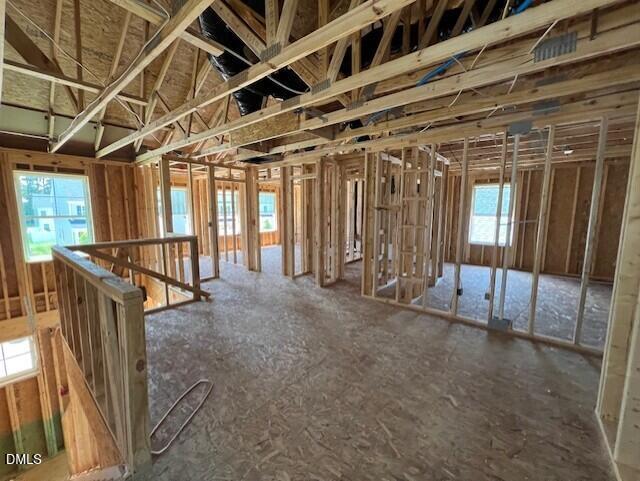 Wooden framing of the second-floor interior of The Gavin A floor plan by Davidson Homes in Gregory Village, Lillington.