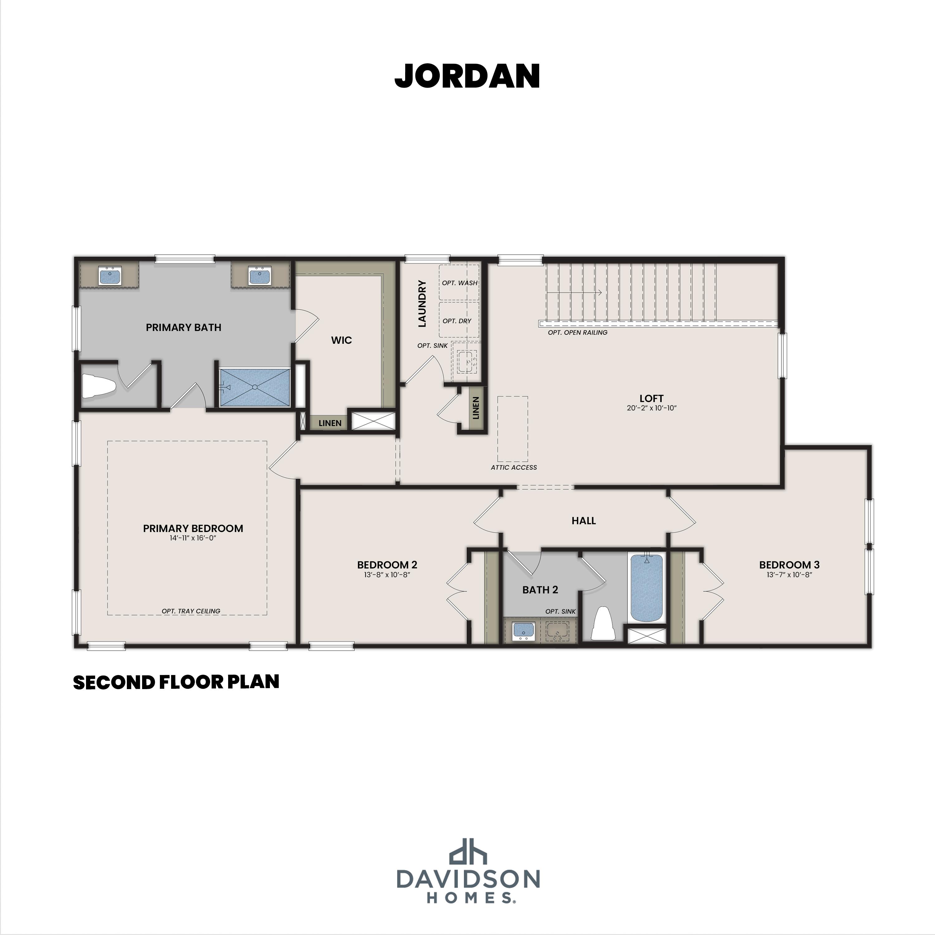 2 - The Jordan B buildable floor plan layout in Davidson Homes Homes' Forestville Yard community.