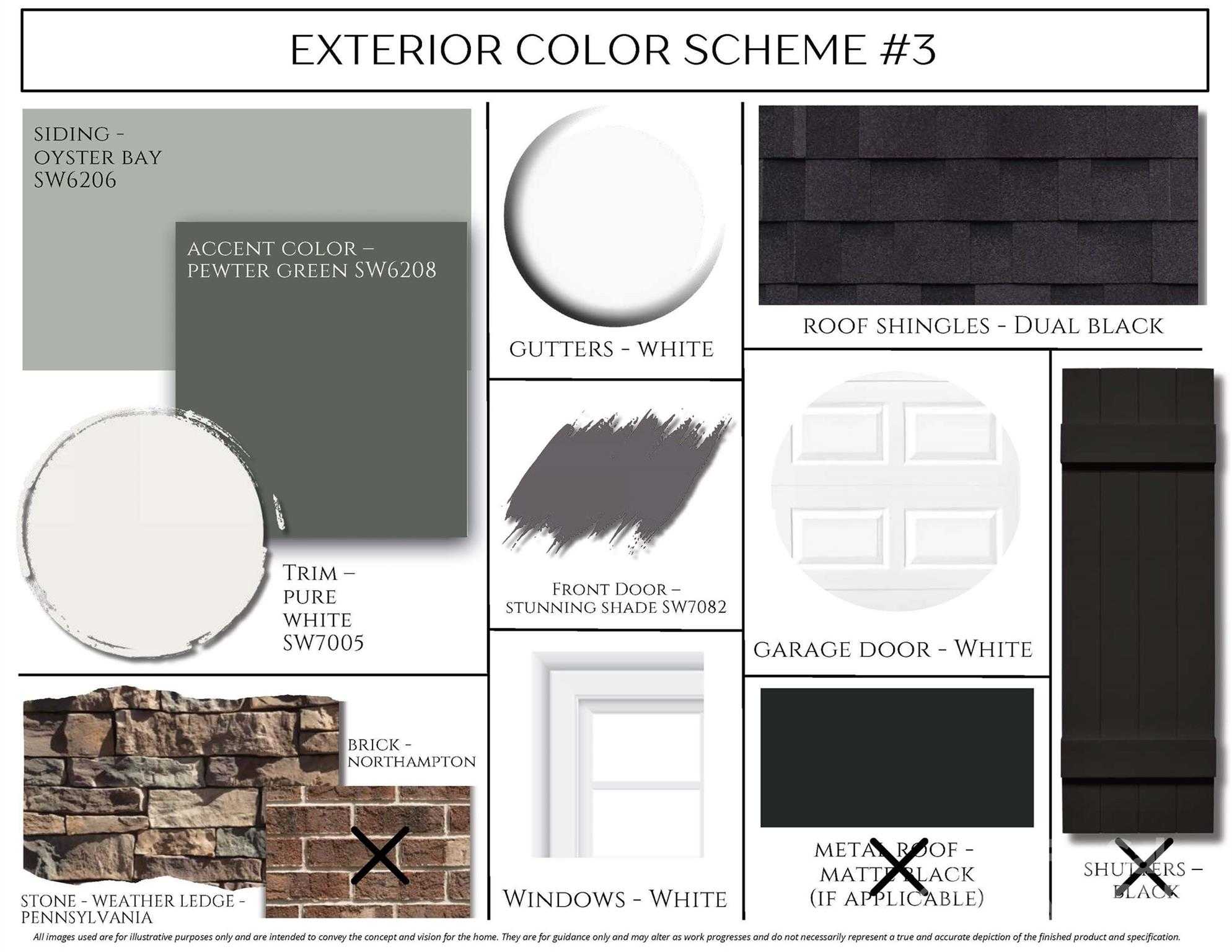 Exterior color scheme #3: gray siding, pewter green accents, pure white trim, dual black roof for The Hemlock A in Enclave at Belmont, NC