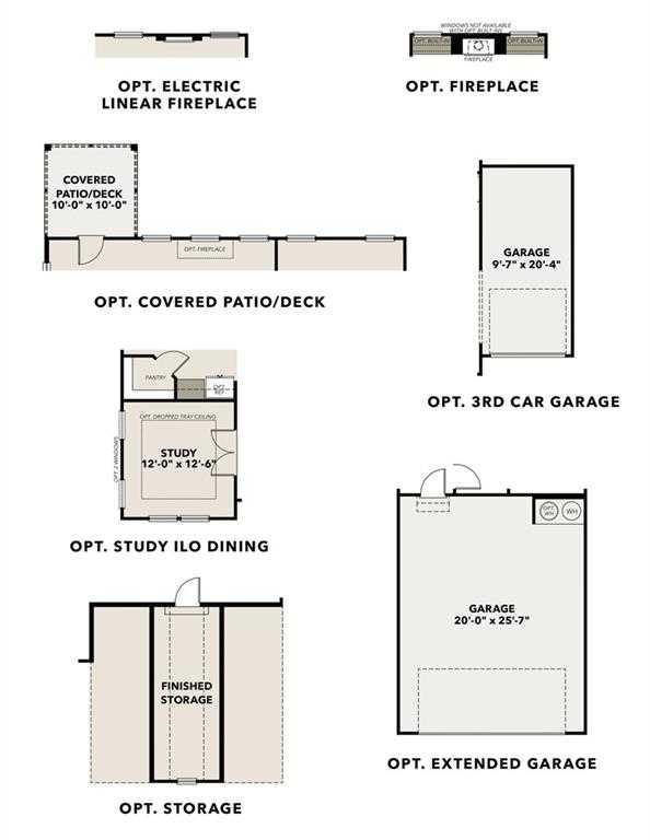 Floor plan of The Ash C Davidson Homes in Wehunt Meadows, Hoschton, GA, showing optional 3-car garage, covered patio, study, and storage