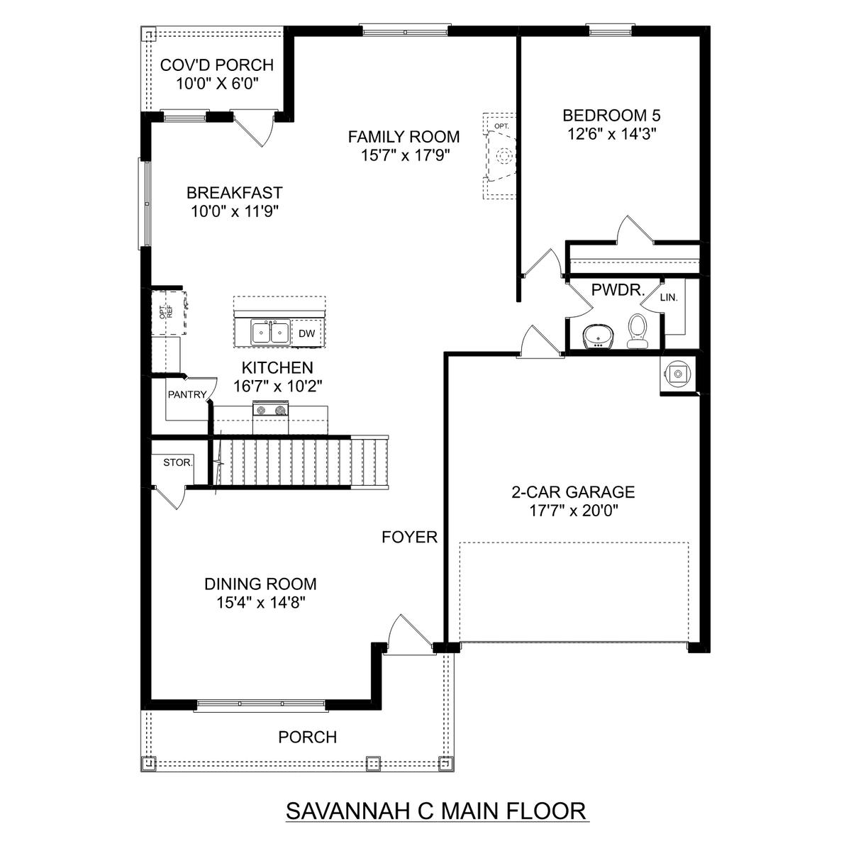 1 - The Savannah C buildable floor plan layout in Davidson Homes' Wood Trail community.