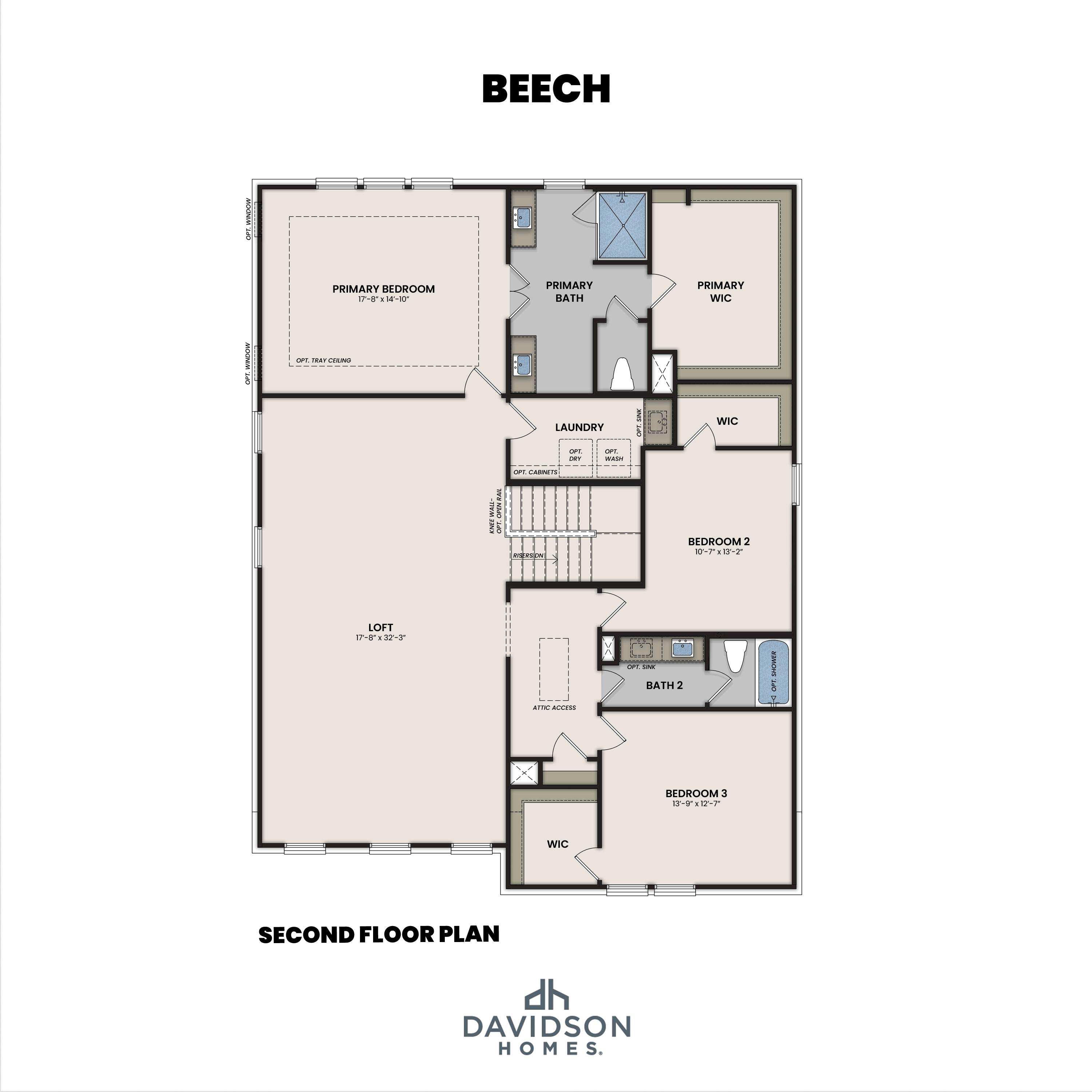 2 - The Beech H-BF buildable floor plan layout in Davidson Homes Homes' Bradshaw Farms community.