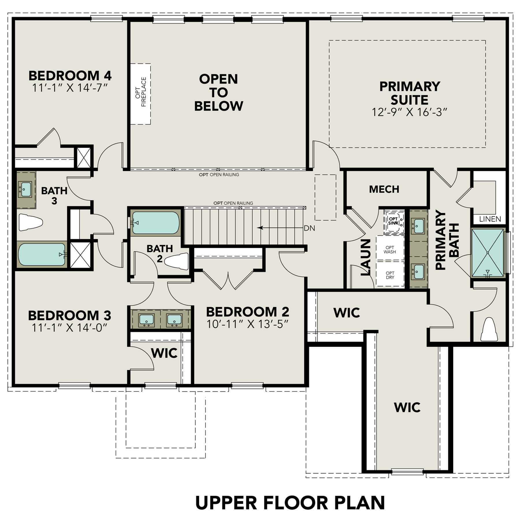 2 - The Danbury H buildable floor plan layout in Davidson Homes Homes' Ladera community.