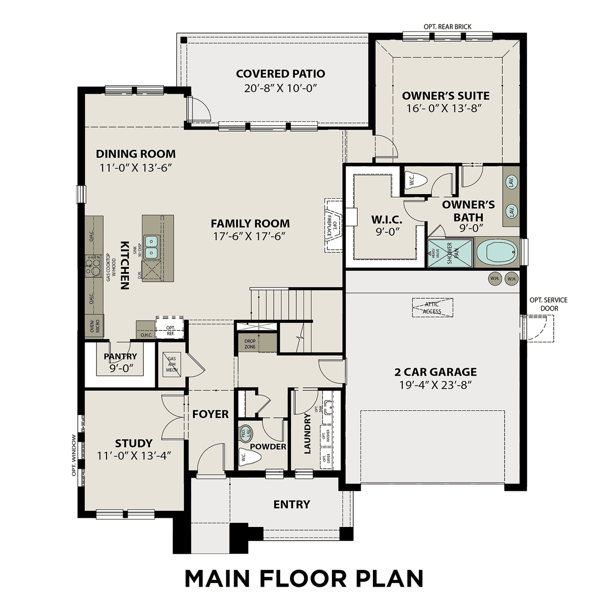 1 - The Philip C buildable floor plan layout in Davidson Homes' Sunterra community.