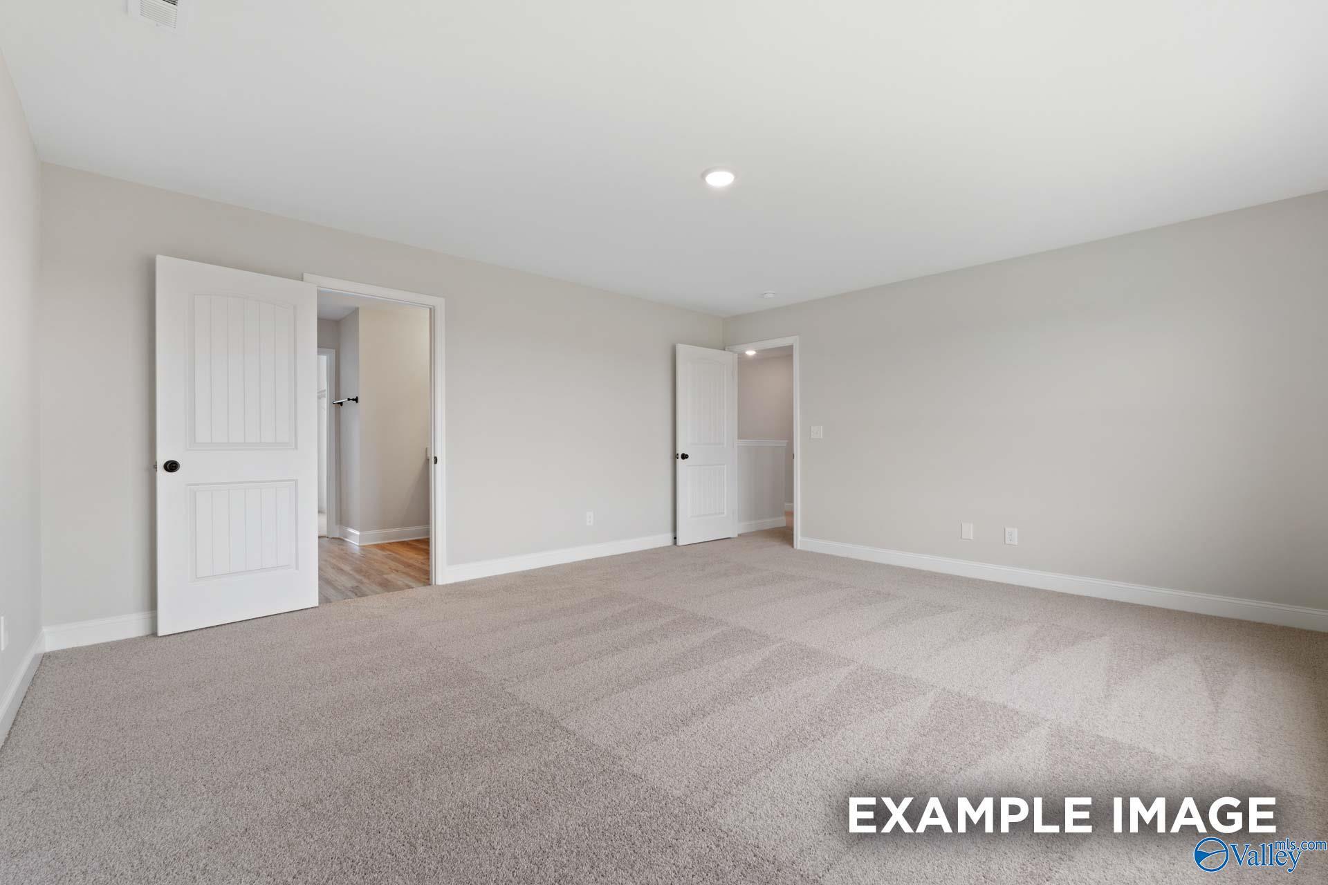 Spacious bedroom with plush carpeting in The Shelby B floor plan by Davidson Homes in Jaguar Hills, Huntsville, Alabama.