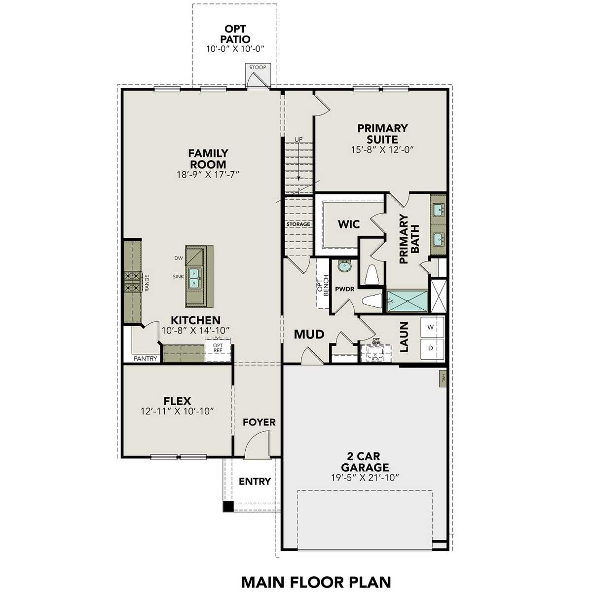1 - The Douglas E buildable floor plan layout in Davidson Homes' Comanche Ridge community.