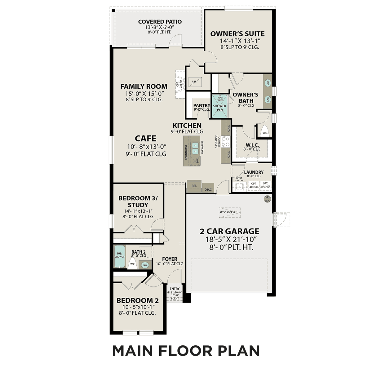 1 - The Laguna C buildable floor plan layout in Davidson Homes' Sunterra community.