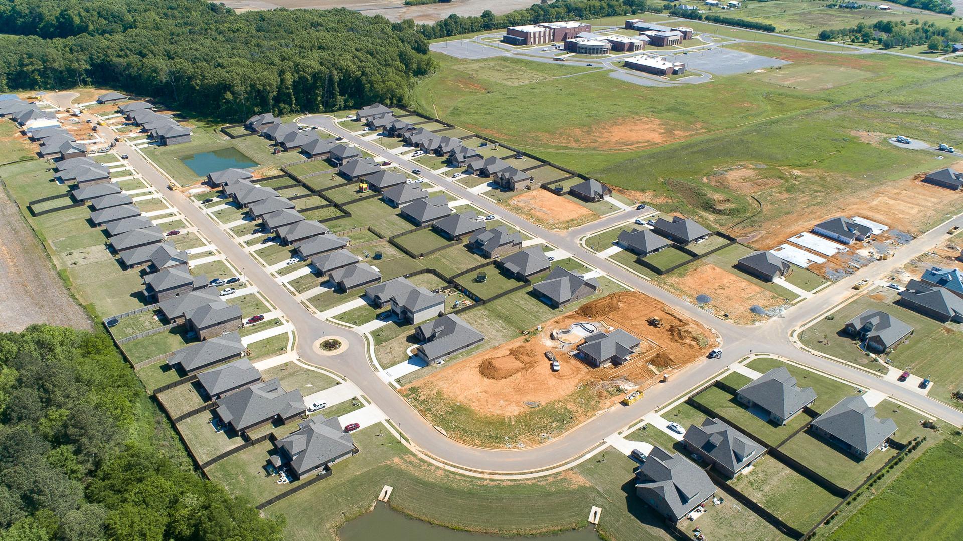 Drone view of Davidson Homes' Bakers Farm Community