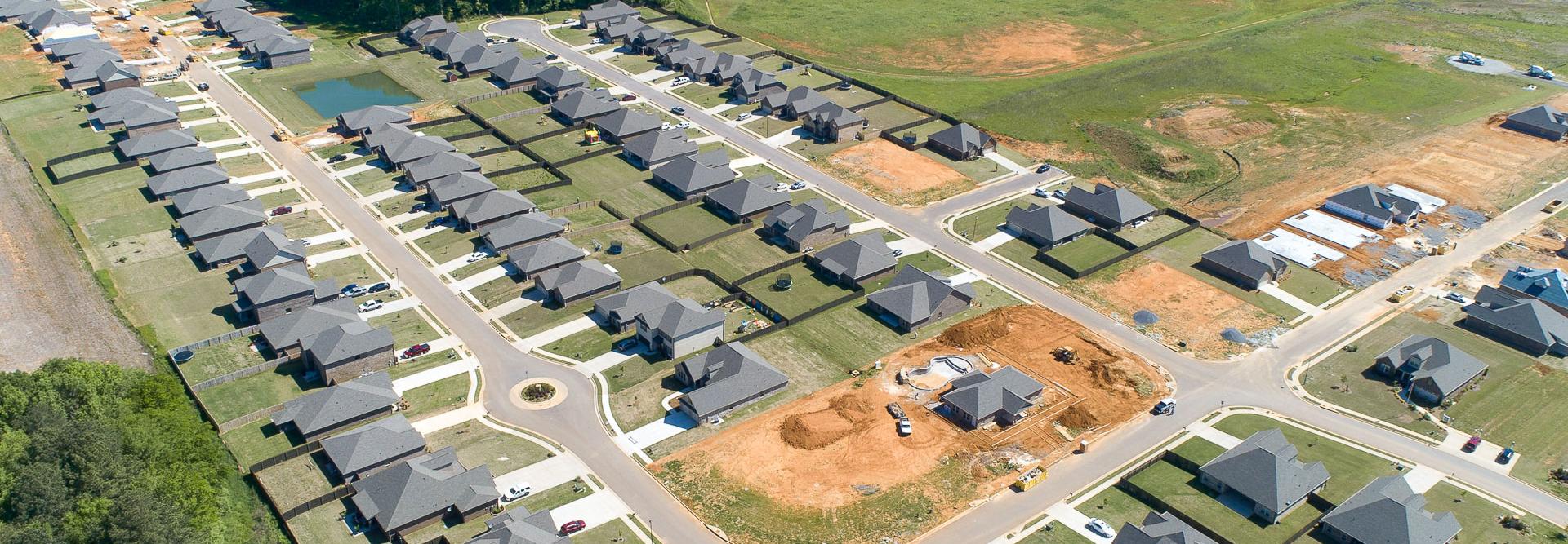 Drone view of Davidson Homes' Bakers Farm Community