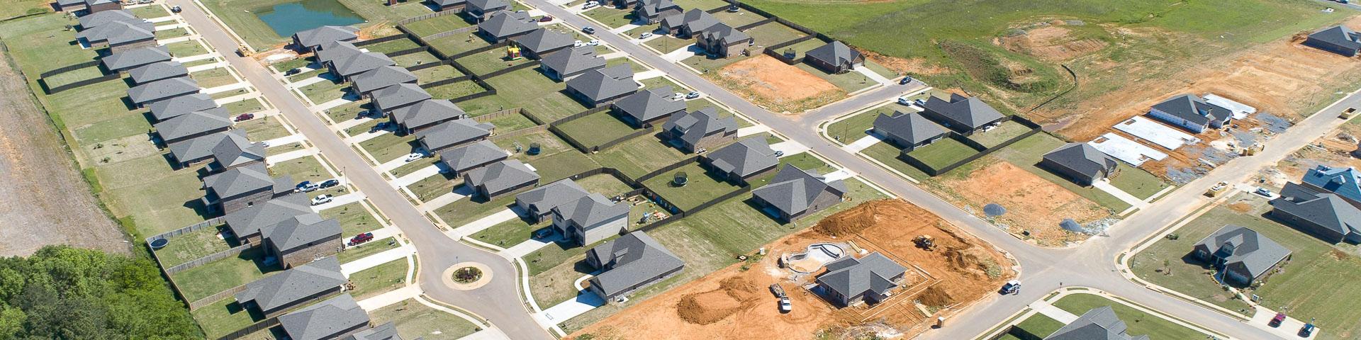 Drone view of Davidson Homes' Bakers Farm Community