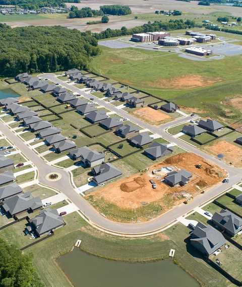 Drone view of Davidson Homes' Bakers Farm Community