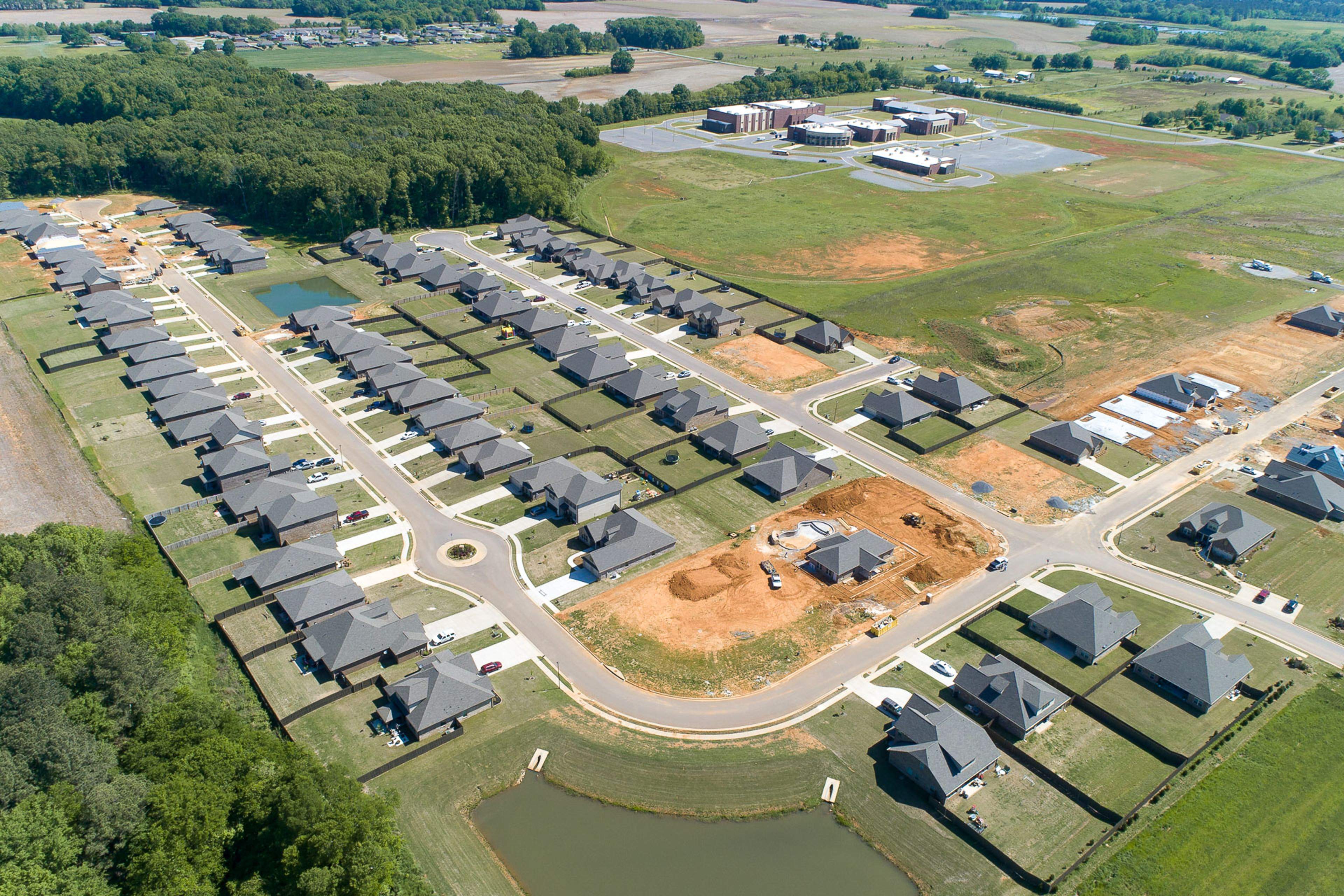 Drone view of Davidson Homes' Bakers Farm Community