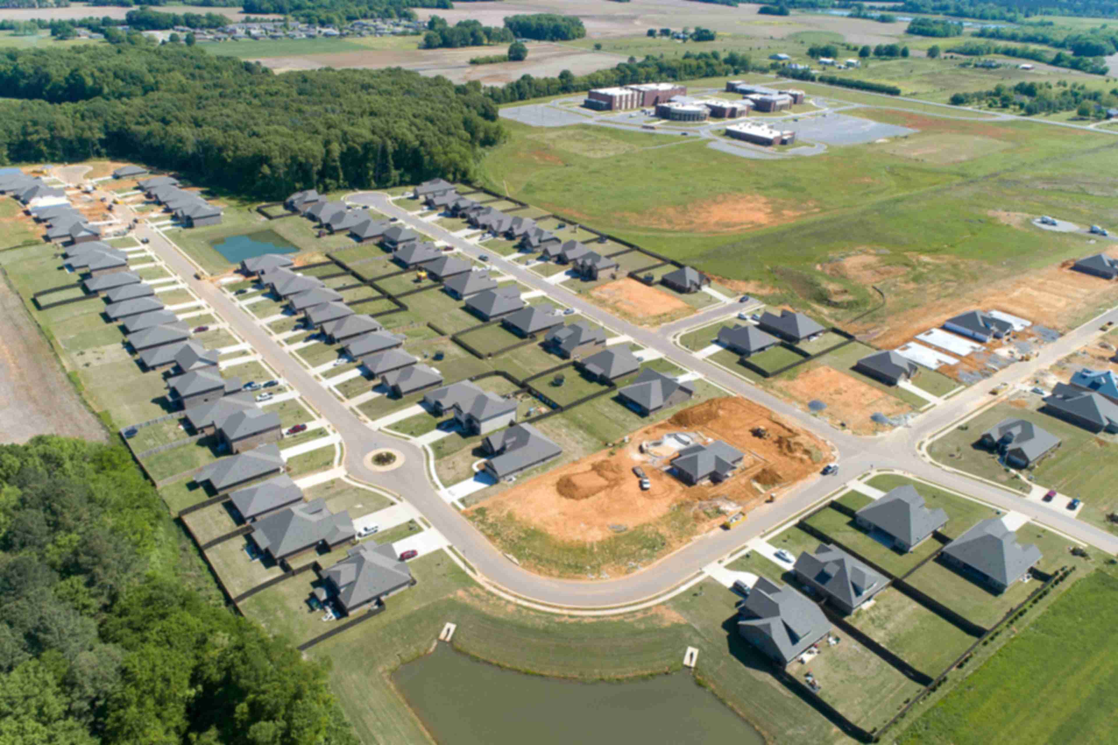 Drone view of Davidson Homes' Bakers Farm Community