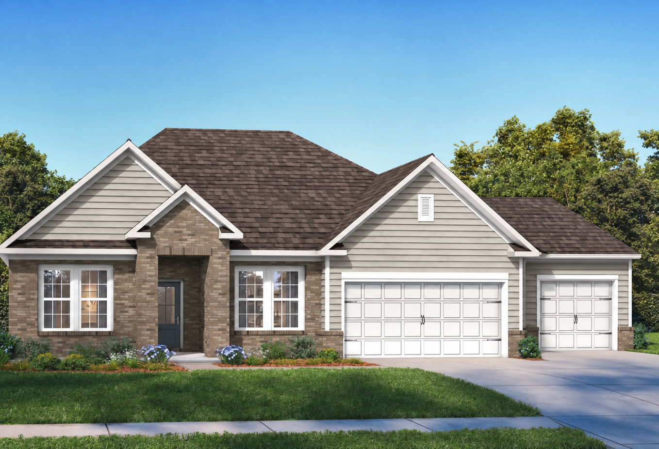 Exterior view of Davidson Homes' The Hibiscus F 3-Car Floor Plan