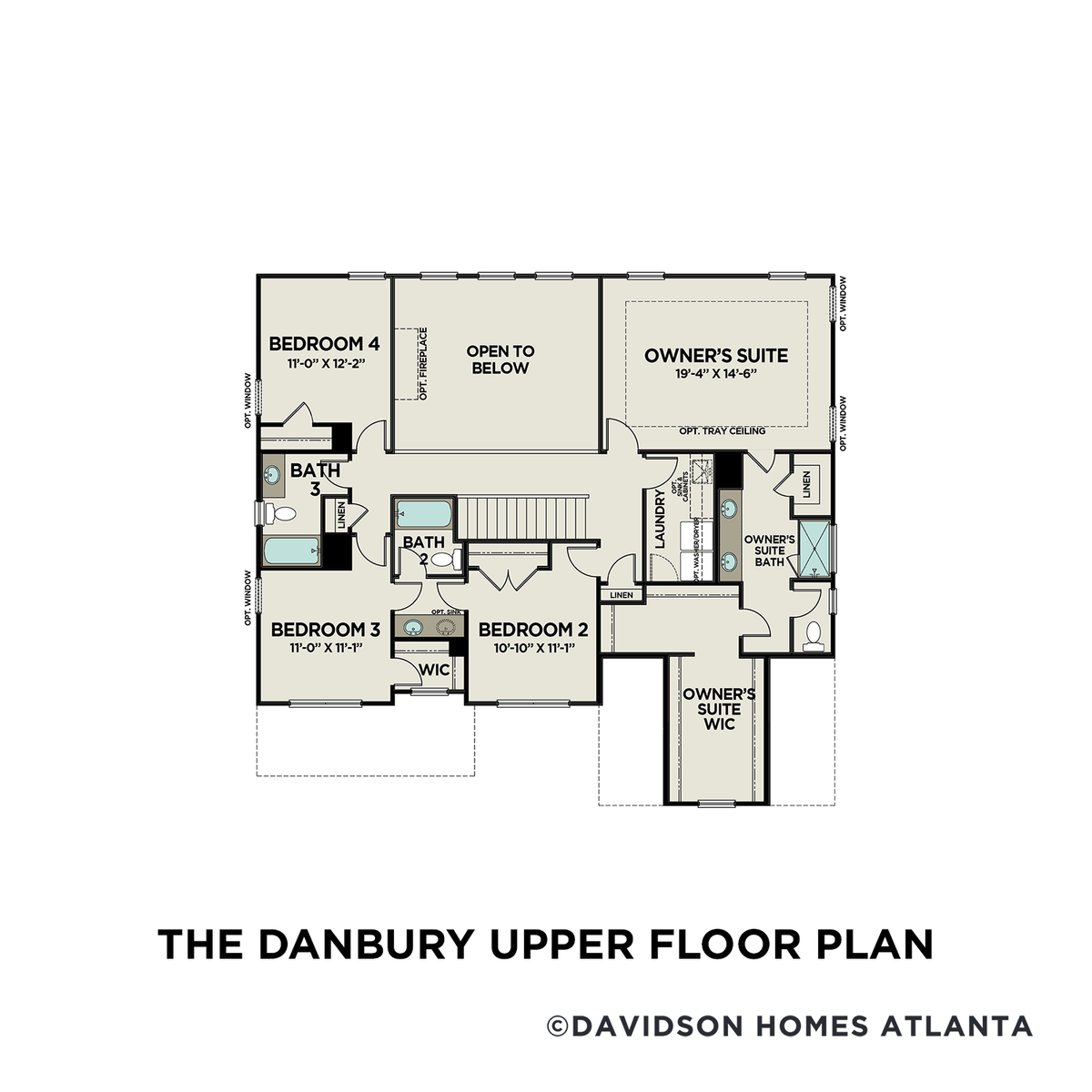 2 - The Danbury C buildable floor plan layout in Davidson Homes' Cooper Place community.