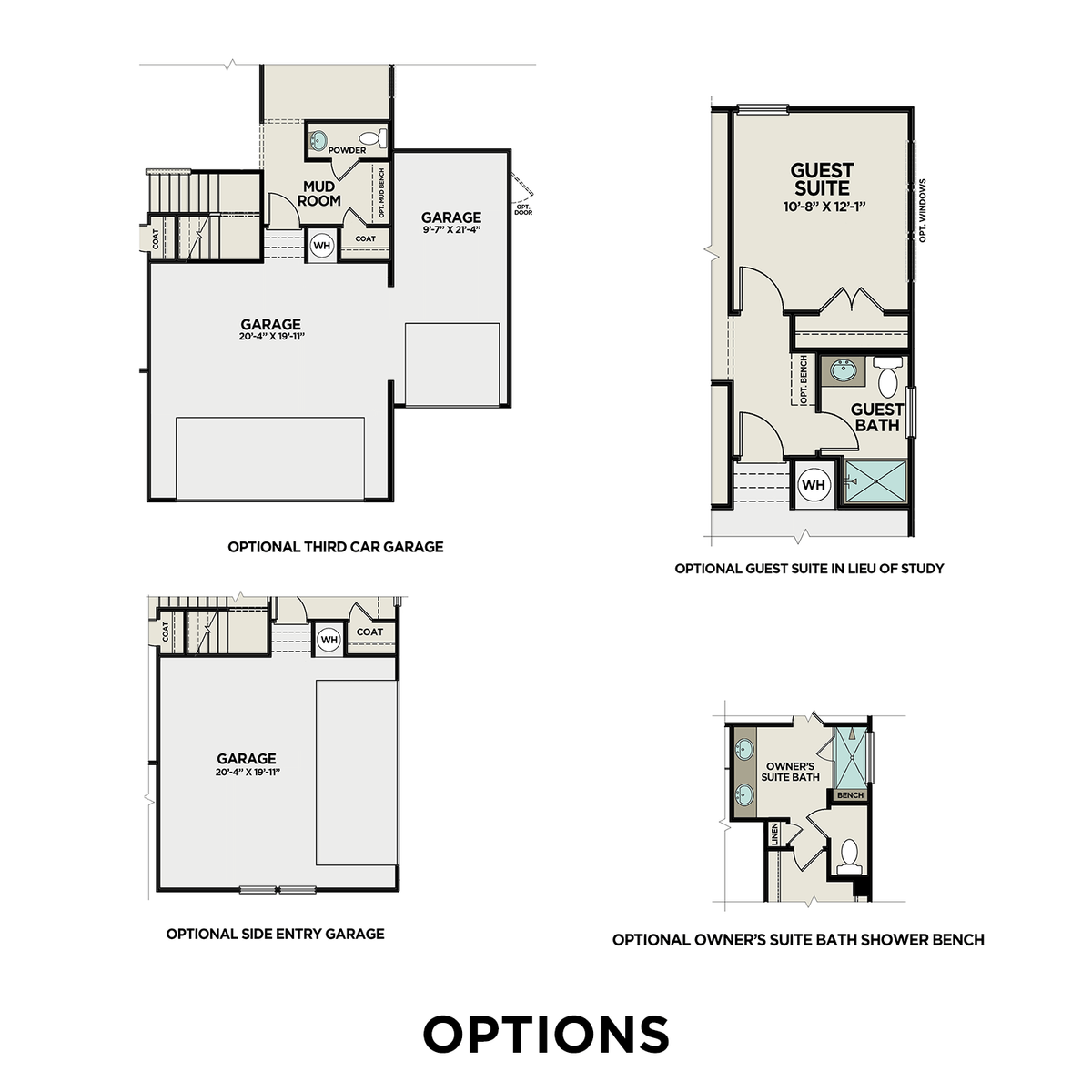 4 - The Willow D buildable floor plan layout in Davidson Homes' Riverwood community.