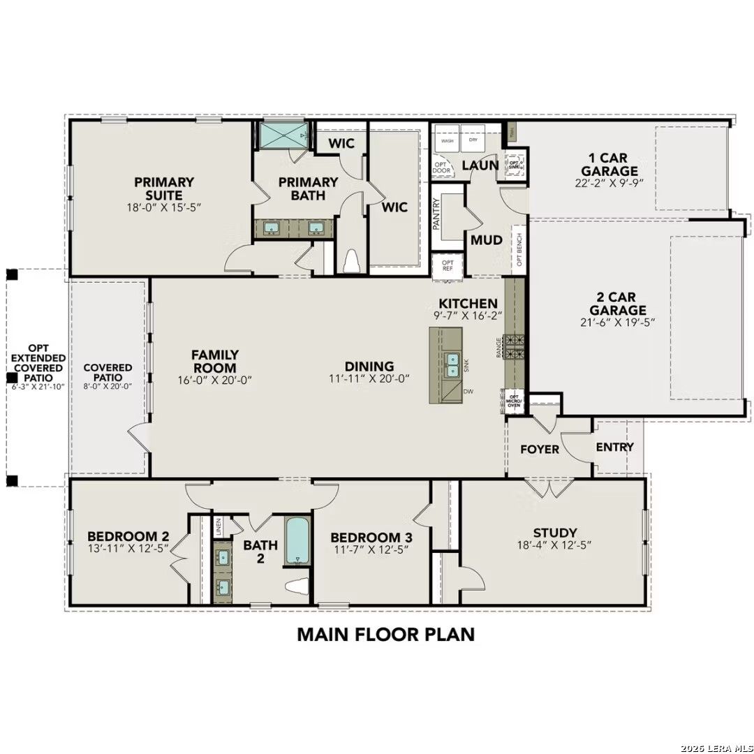The Lanier G floor plan: 3-bed, 2.5-bath, 2295 sq ft 1-story home with 2-car garage by Davidson Homes in Castroville, Texas