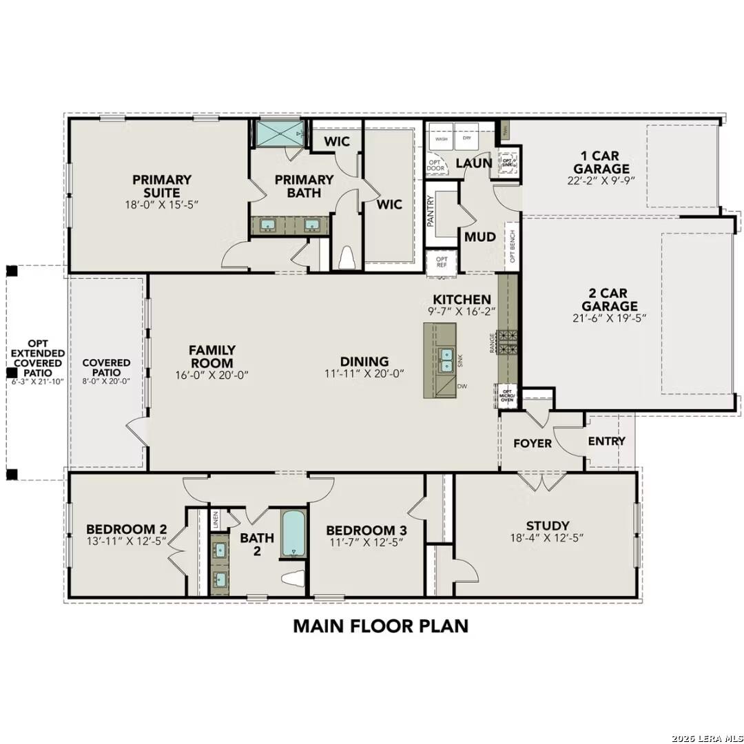 The Lanier G floor plan: 3-bed, 2.5-bath, 2295 sq ft 1-story home with 2-car garage by Davidson Homes in Castroville, Texas