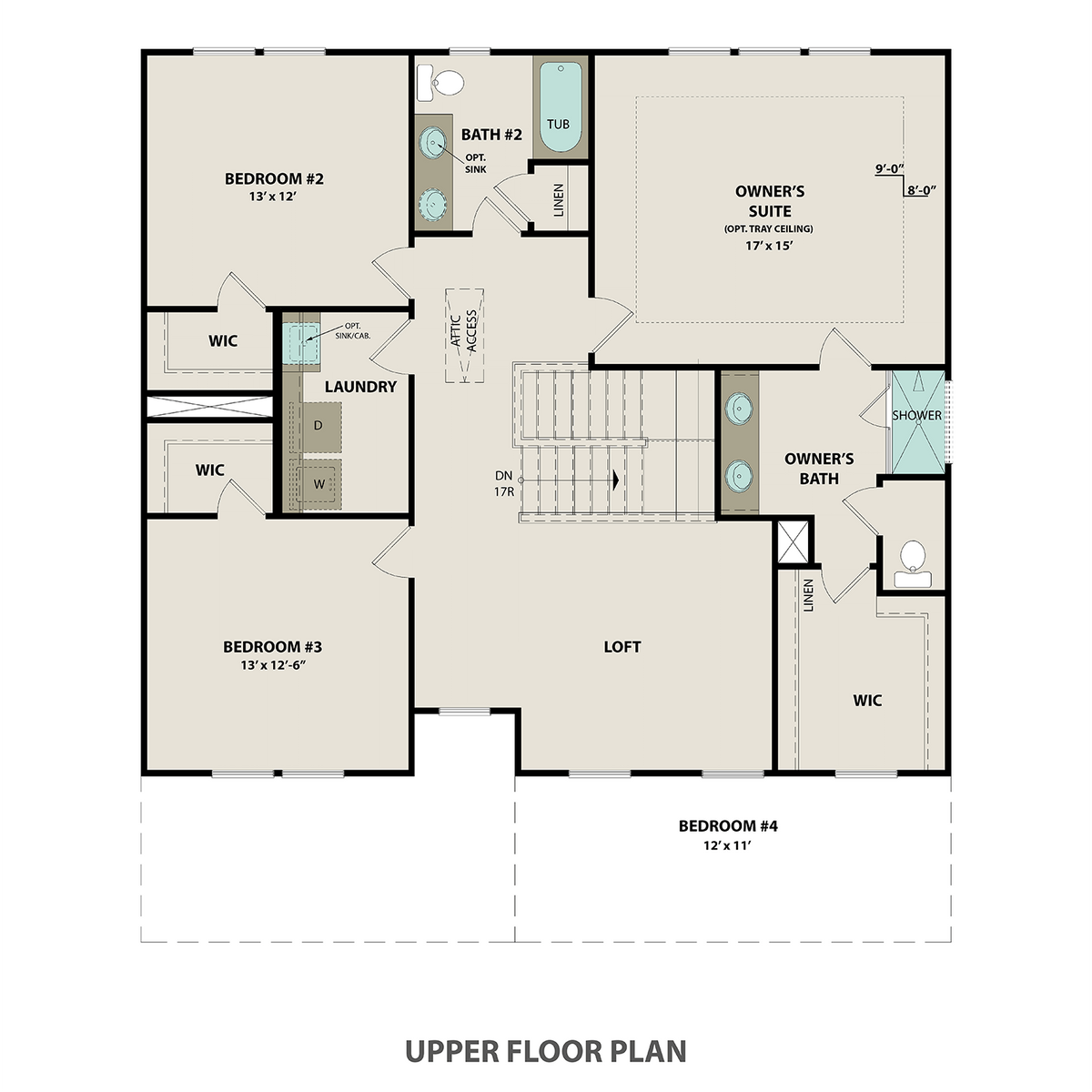 2 - The Willow B buildable floor plan layout in Davidson Homes' Salem Landing community.