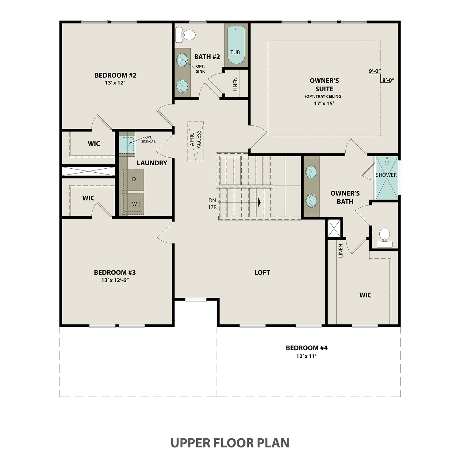 Davidson Homes' The Willow C Upper Floor Plan