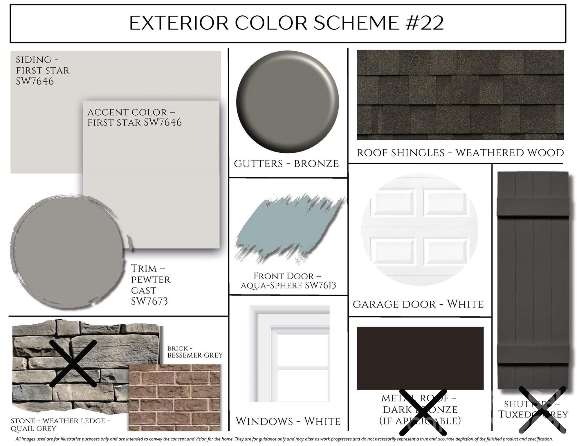 Exterior color scheme #22 for Davidson Homes The Aspen B in Enclave at Belmont: First Star siding, Pewter Cast trim, aqua front door.