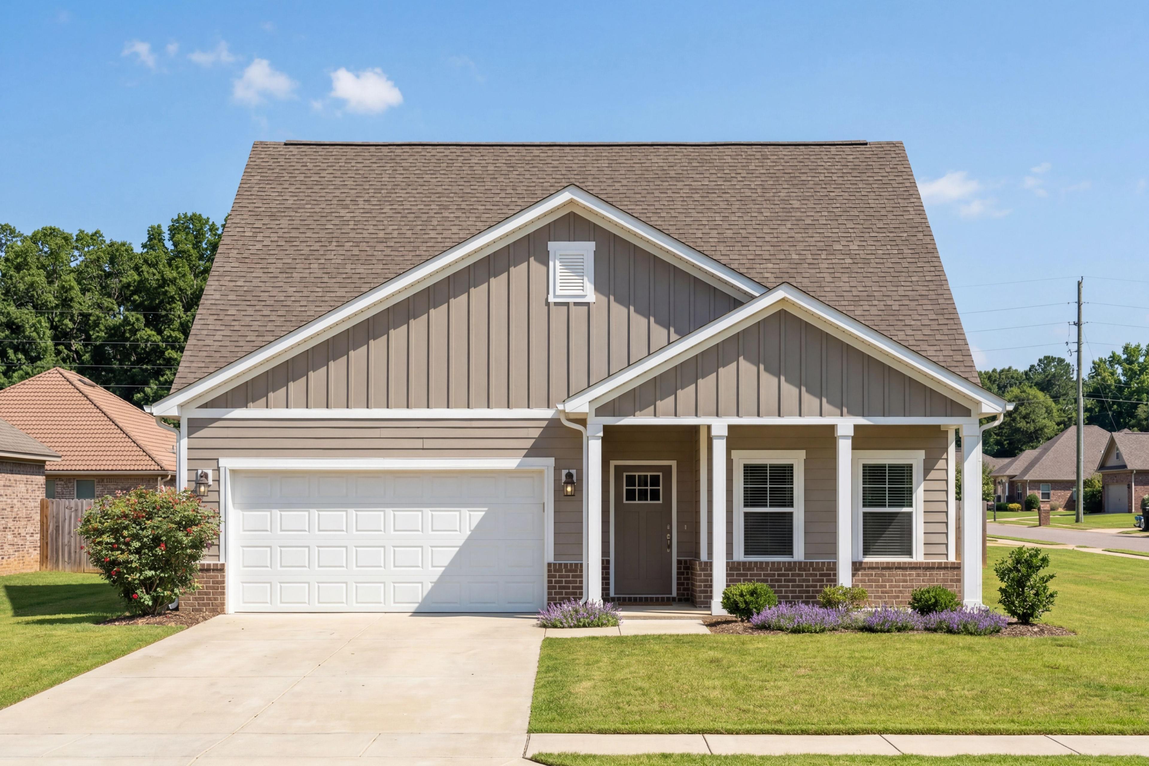 The Everett D single-family home in Cullman, Alabama features a 1-story design with a 2-car garage and brick accents.