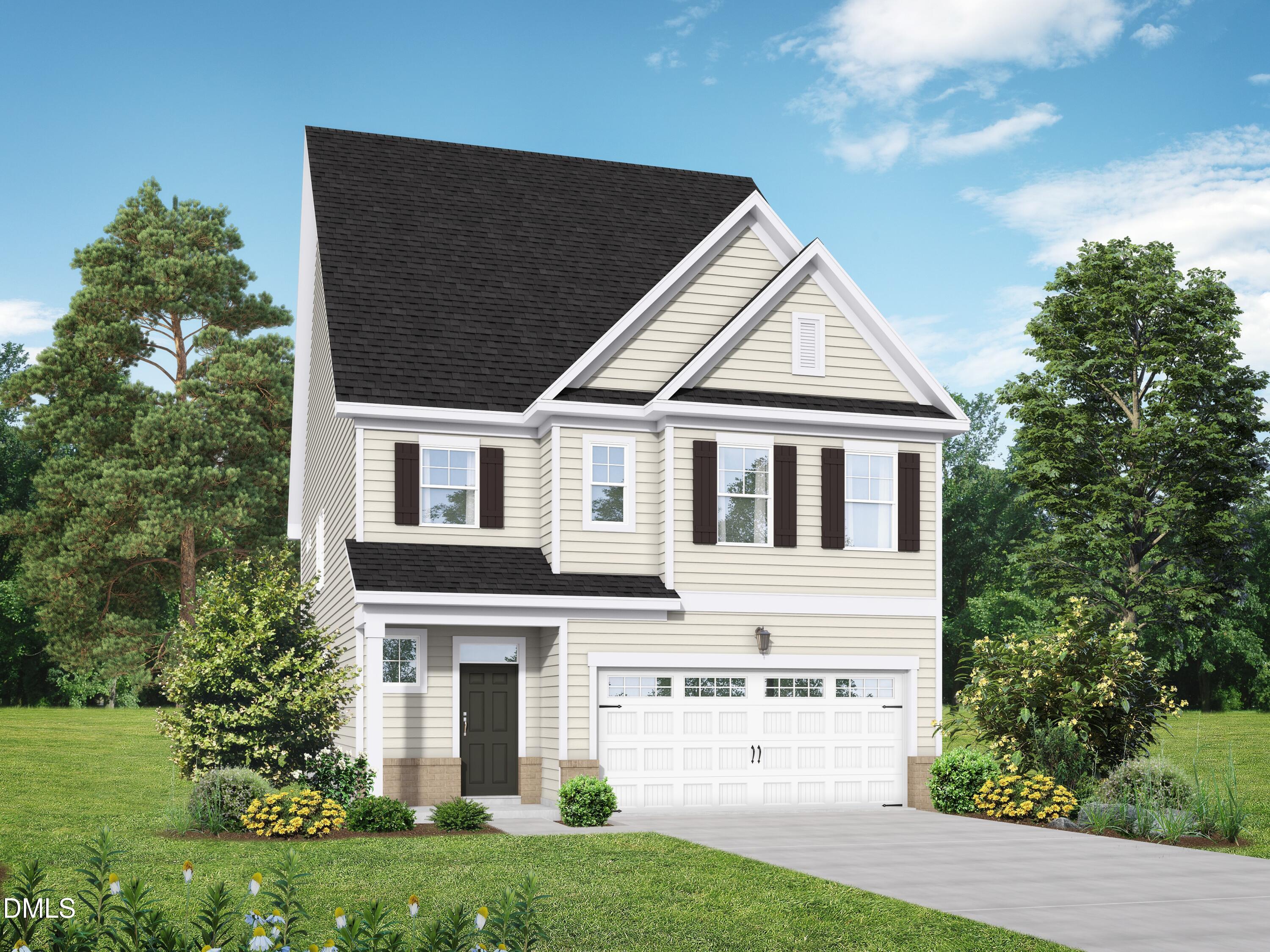 Two-story Adalynn A floor plan by Davidson Homes in Woodland Crossing, Zebulon, NC with a 2-car garage and siding exterior.