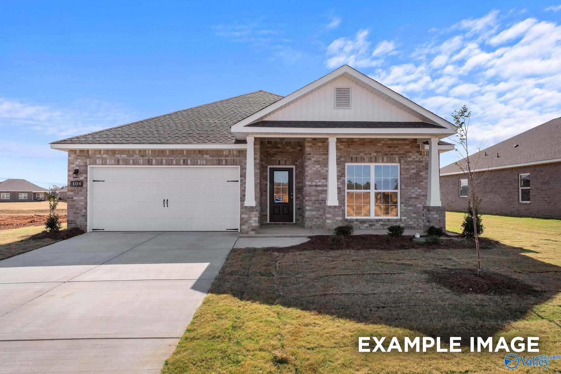The Daphne D floor plan by Davidson Homes: 1-story, 4-bedroom brick house with 2-car garage in Jaguar Hills, Huntsville, AL.