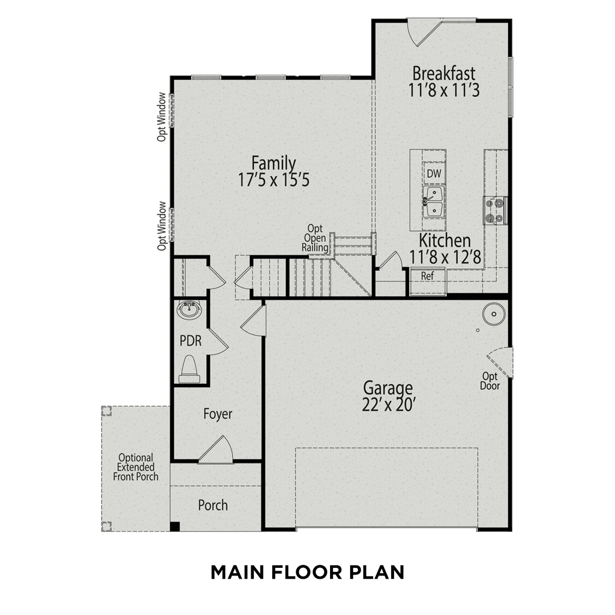 1 - The Oak B buildable floor plan layout in Davidson Homes' Highland Forest community.