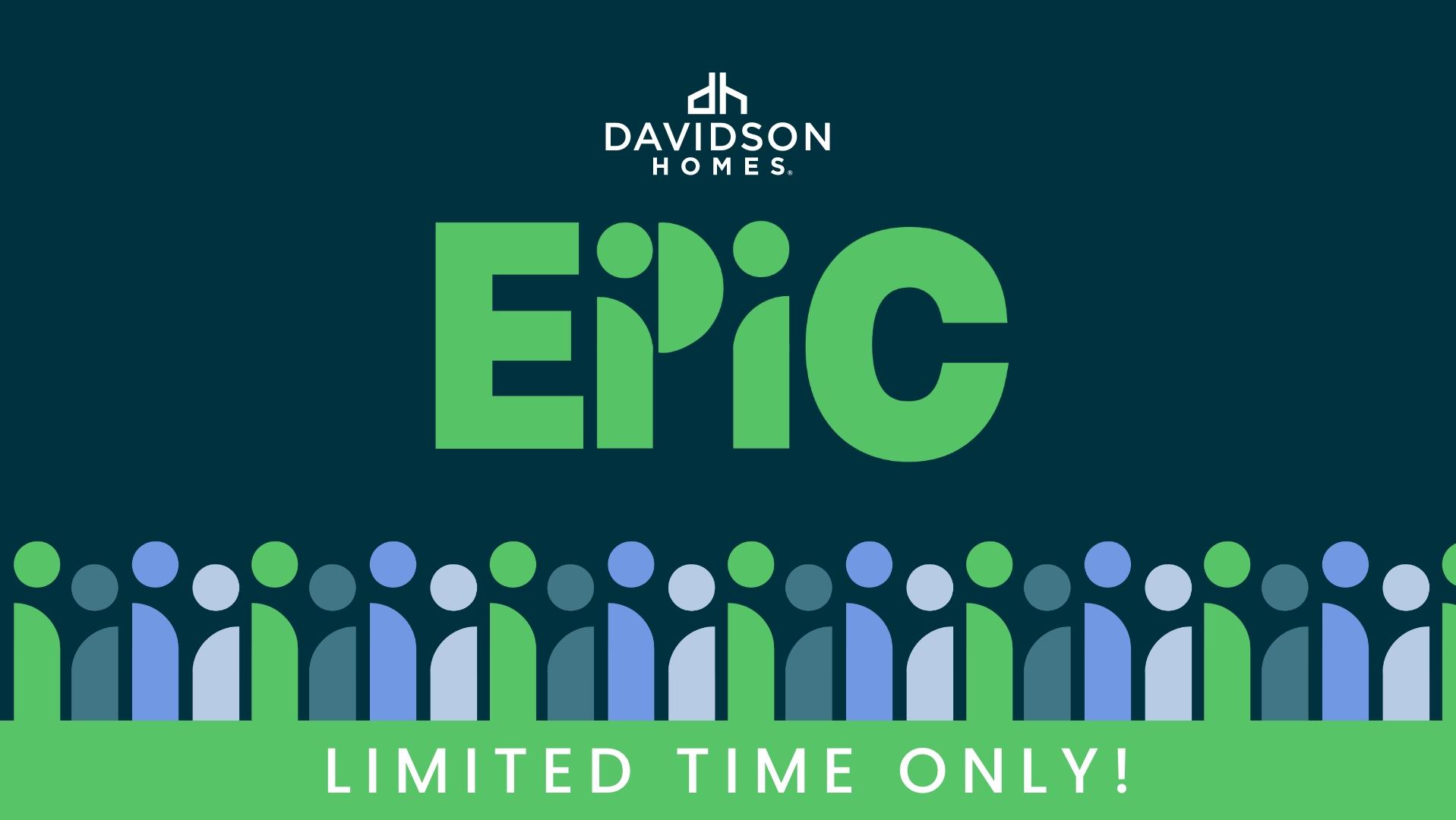 Davidson Homes EPIC promotion featuring 2-1 buydown incentives, flex cash, and limited-time savings in Huntsville.