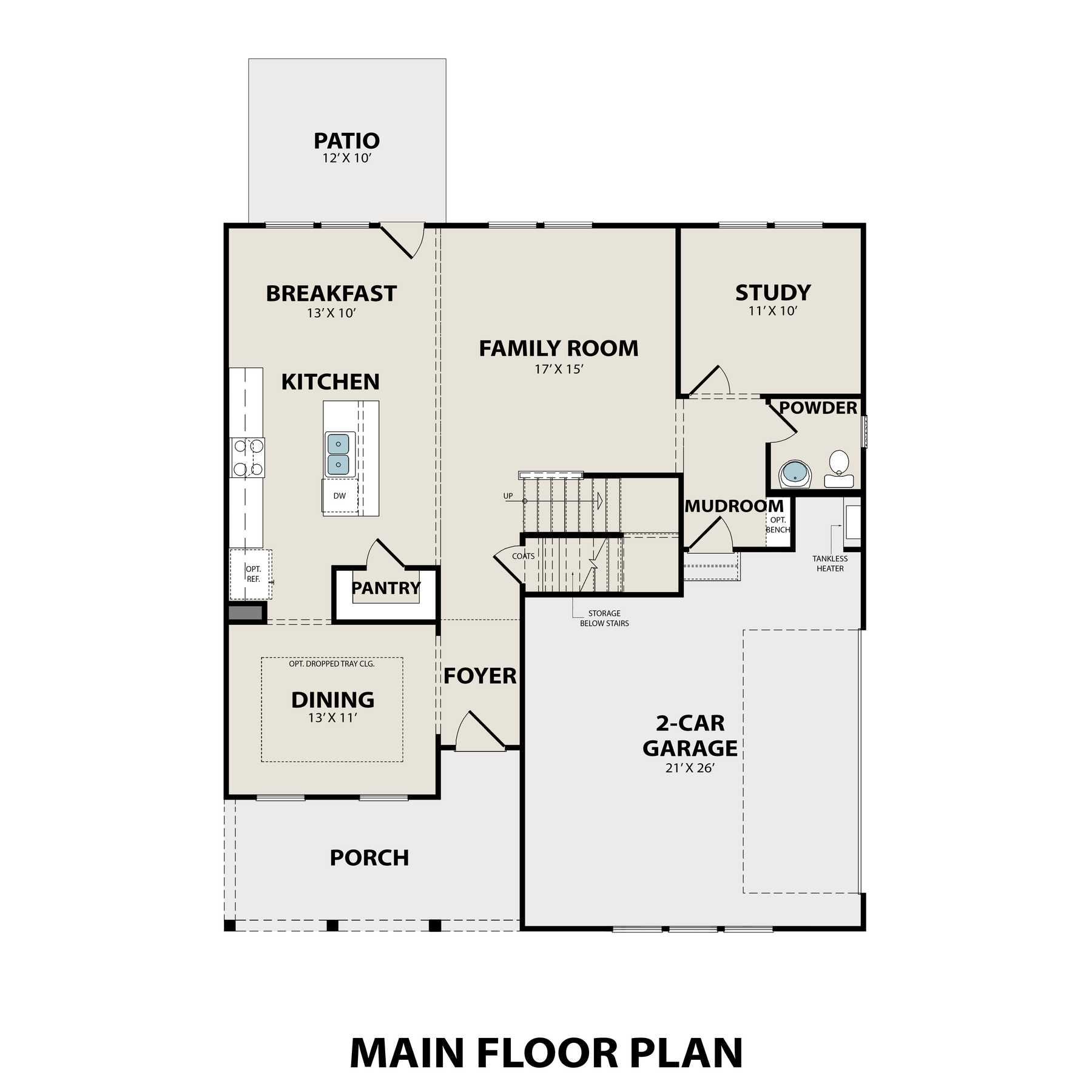 1 - The Willow D buildable floor plan layout in Davidson Homes Homes' Benders Cove community.