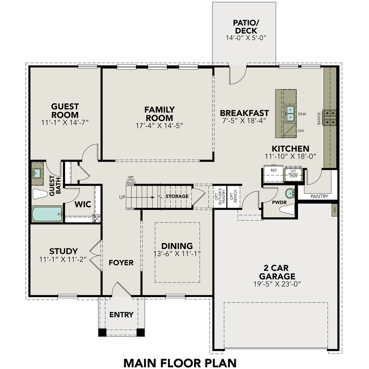 1 - The Danbury G floor plan layout for 14483 Costa Leon in Davidson Homes' Ladera community.
