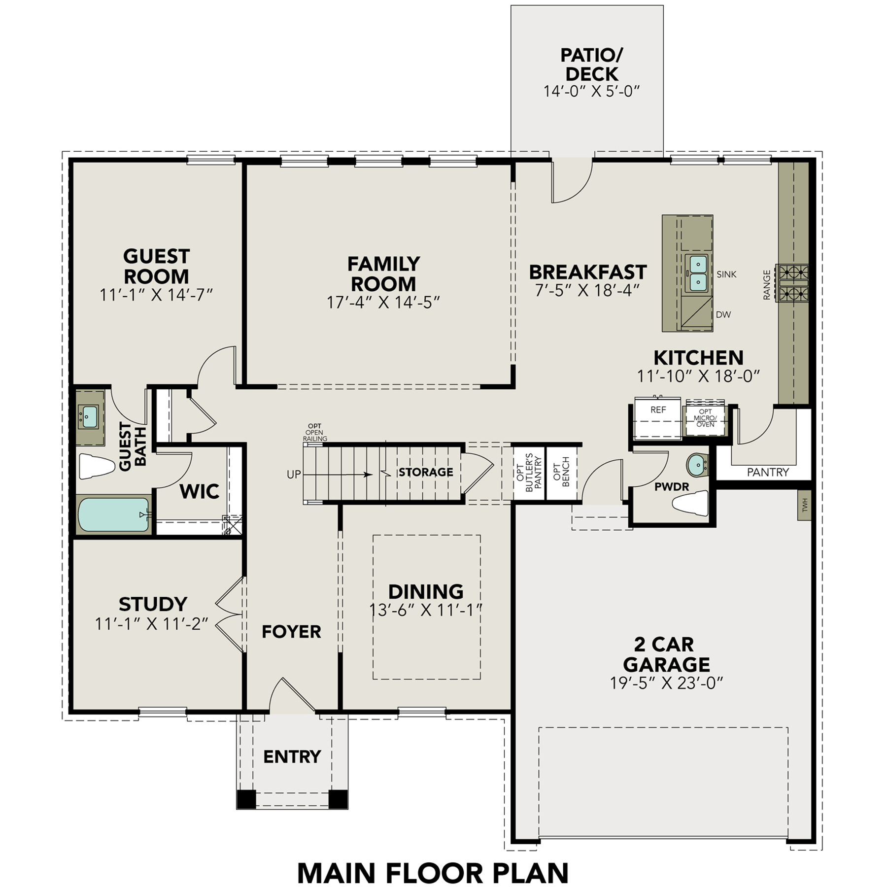 1 - The Danbury H buildable floor plan layout in Davidson Homes Homes' Ladera community.