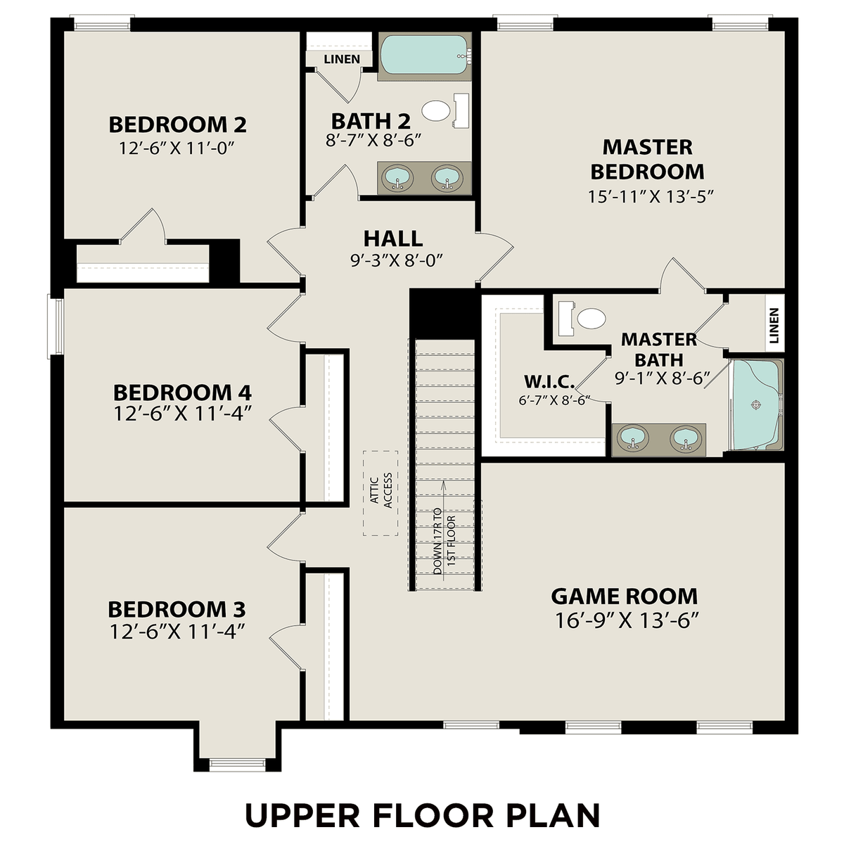 2 - The Charleston E buildable floor plan layout in Davidson Homes' Carellton community.