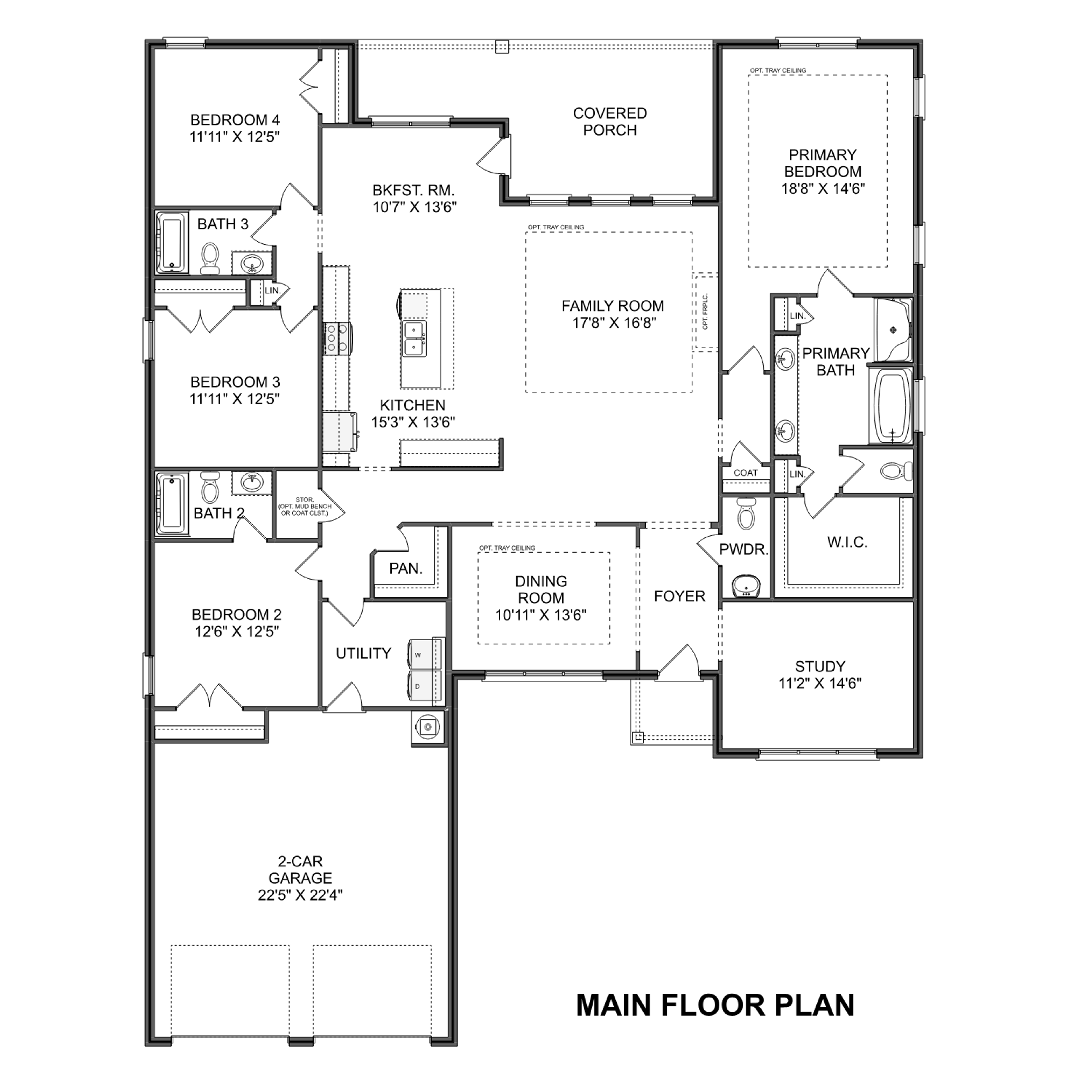 1 - The Oxford buildable floor plan layout in Davidson Homes Homes' Kendall Farms community.