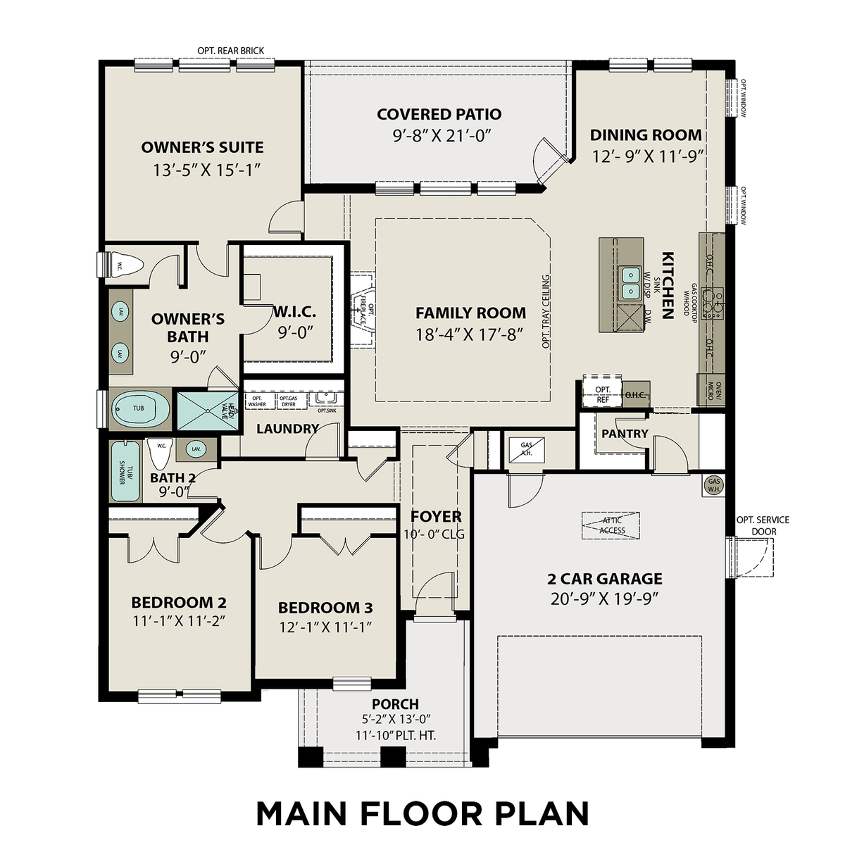 1 - The Diana C floor plan layout for 2523 Seashore Creek Drive in Davidson Homes' Sunterra community.