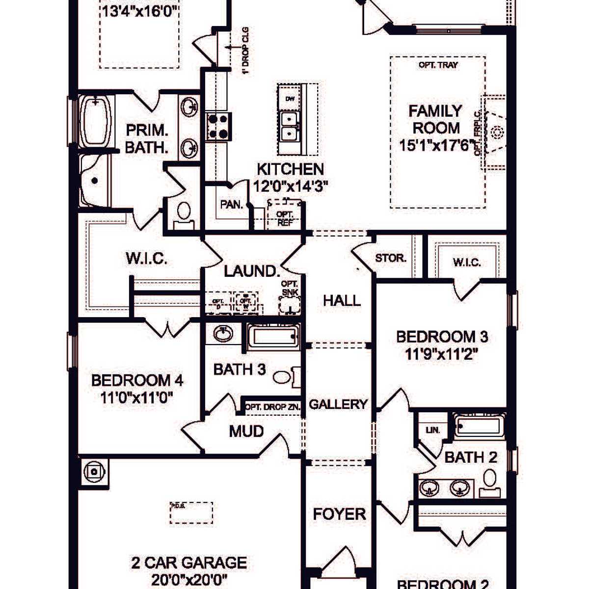 1 - The Everett V Brick buildable floor plan layout in Davidson Homes' The Reserve at North Ridge community.